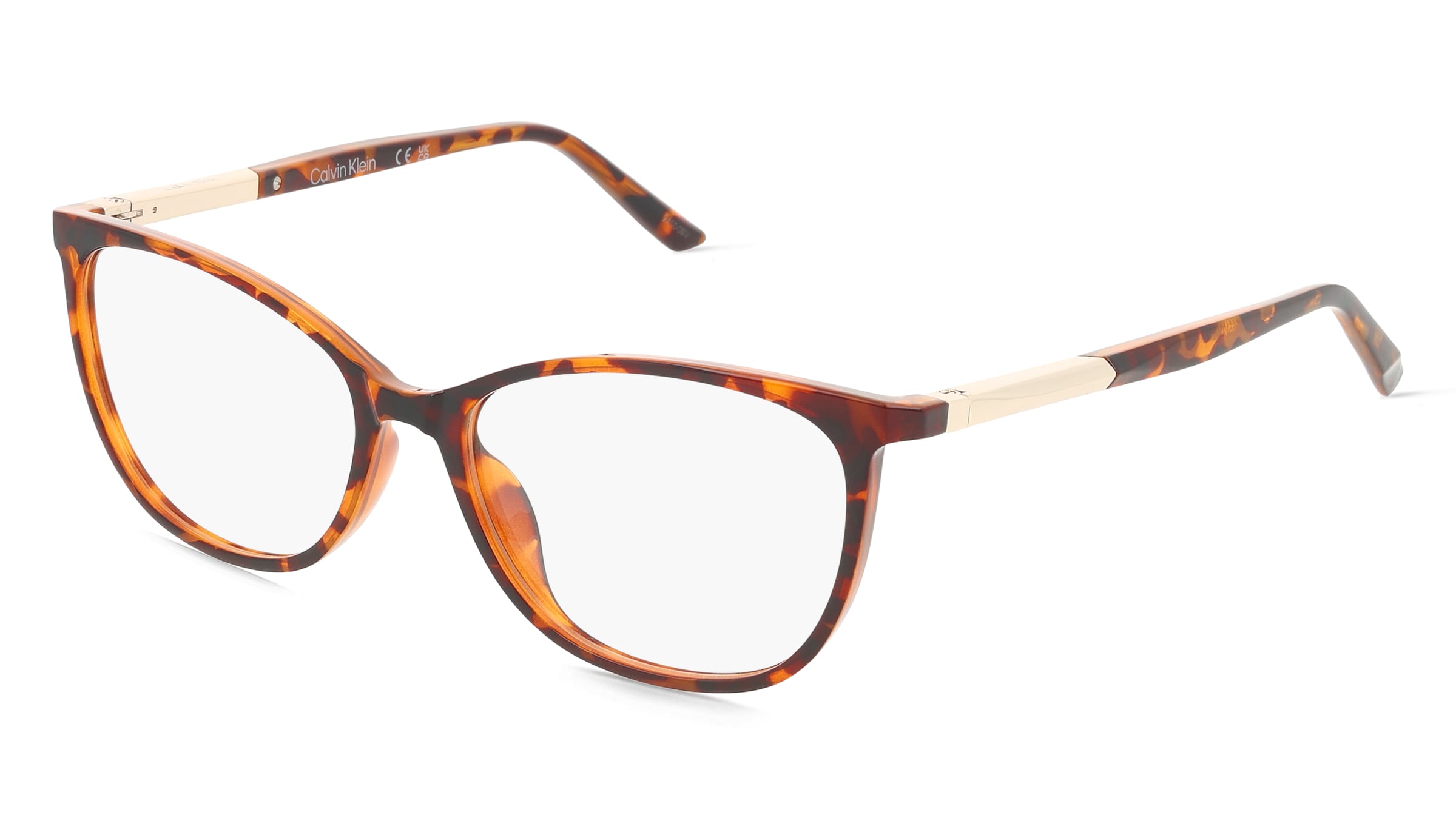 Calvin Klein CK25512 Unisex-Brille inkl. Gläser Vollrand Cat Eye Kunststoff-Gestell 54/16/145, Havanna