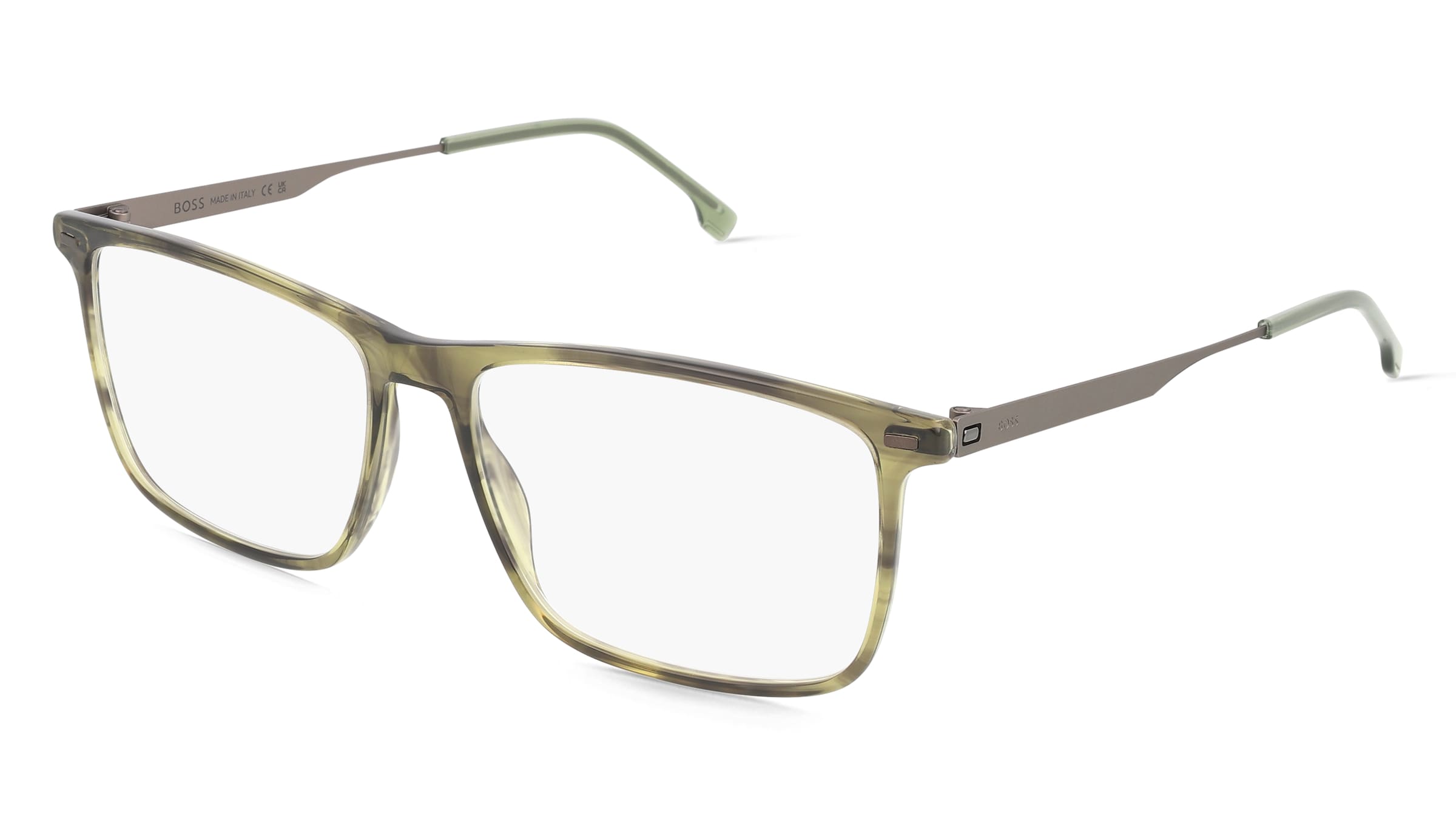 Boss 1642 Herren-Brille inkl. Gläser Vollrand Quadratisch Acetat-Gestell 57/16/150, Grün