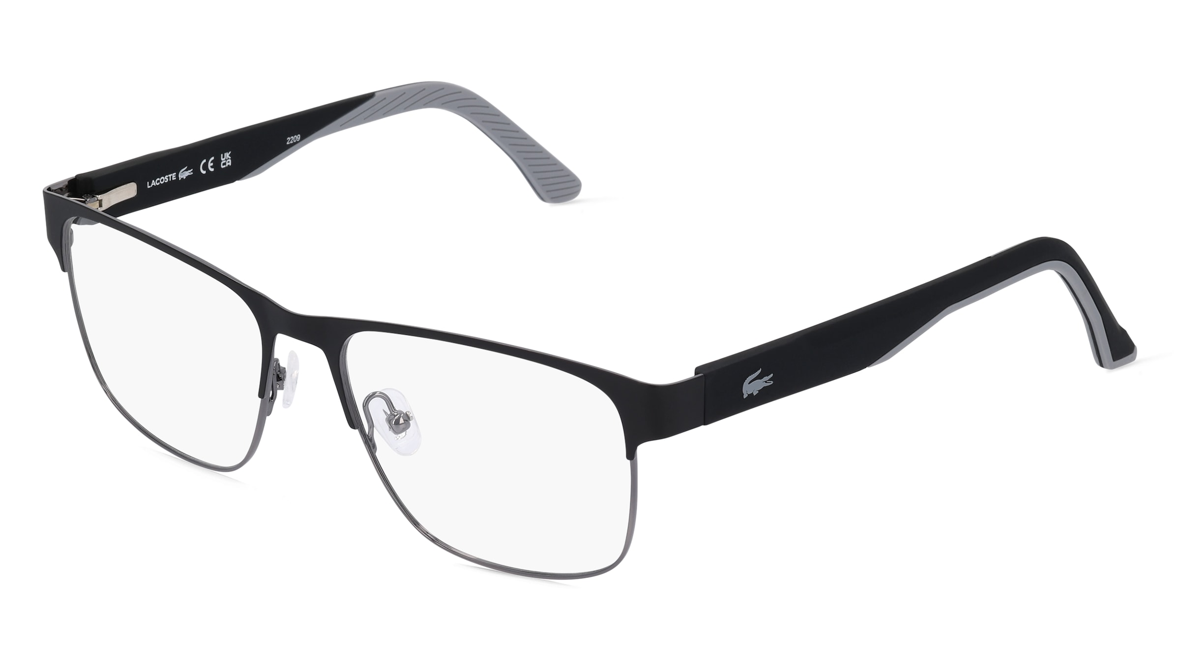 Lacoste L 2291 Herren-Brille inkl. Gläser Vollrand Quadratisch Metall-Gestell 56/17/140, Schwarz