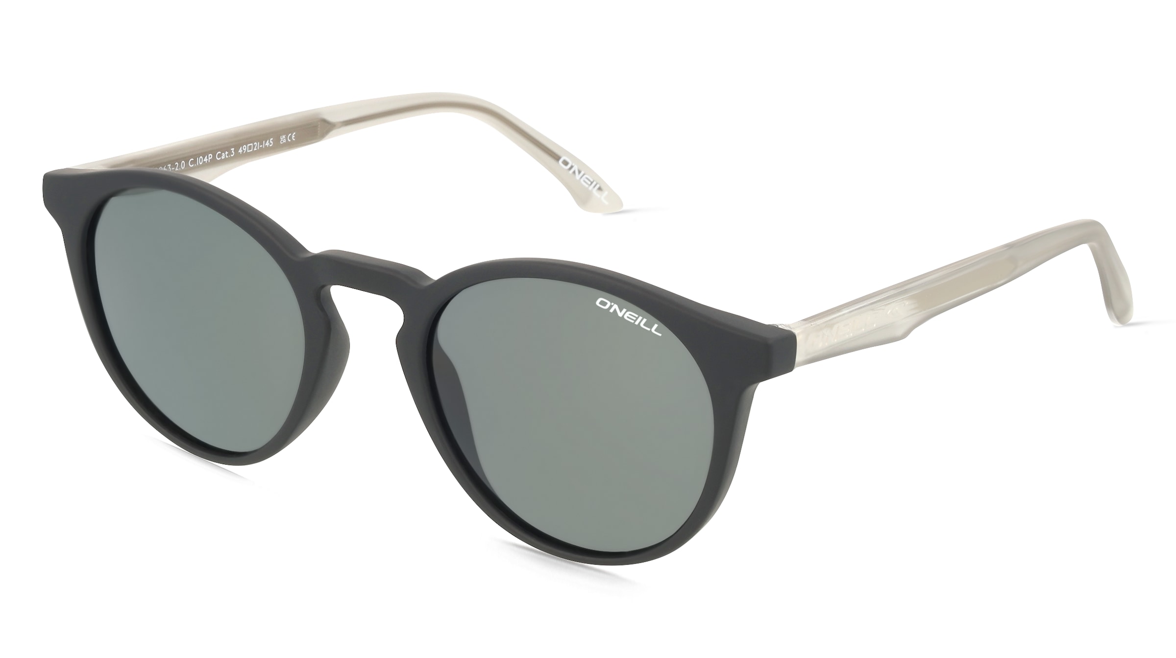 O’Neill ON9063 2.0 Herren-Sonnenbrille Vollrand Rund Kunststoff-Gestell, Schwarz