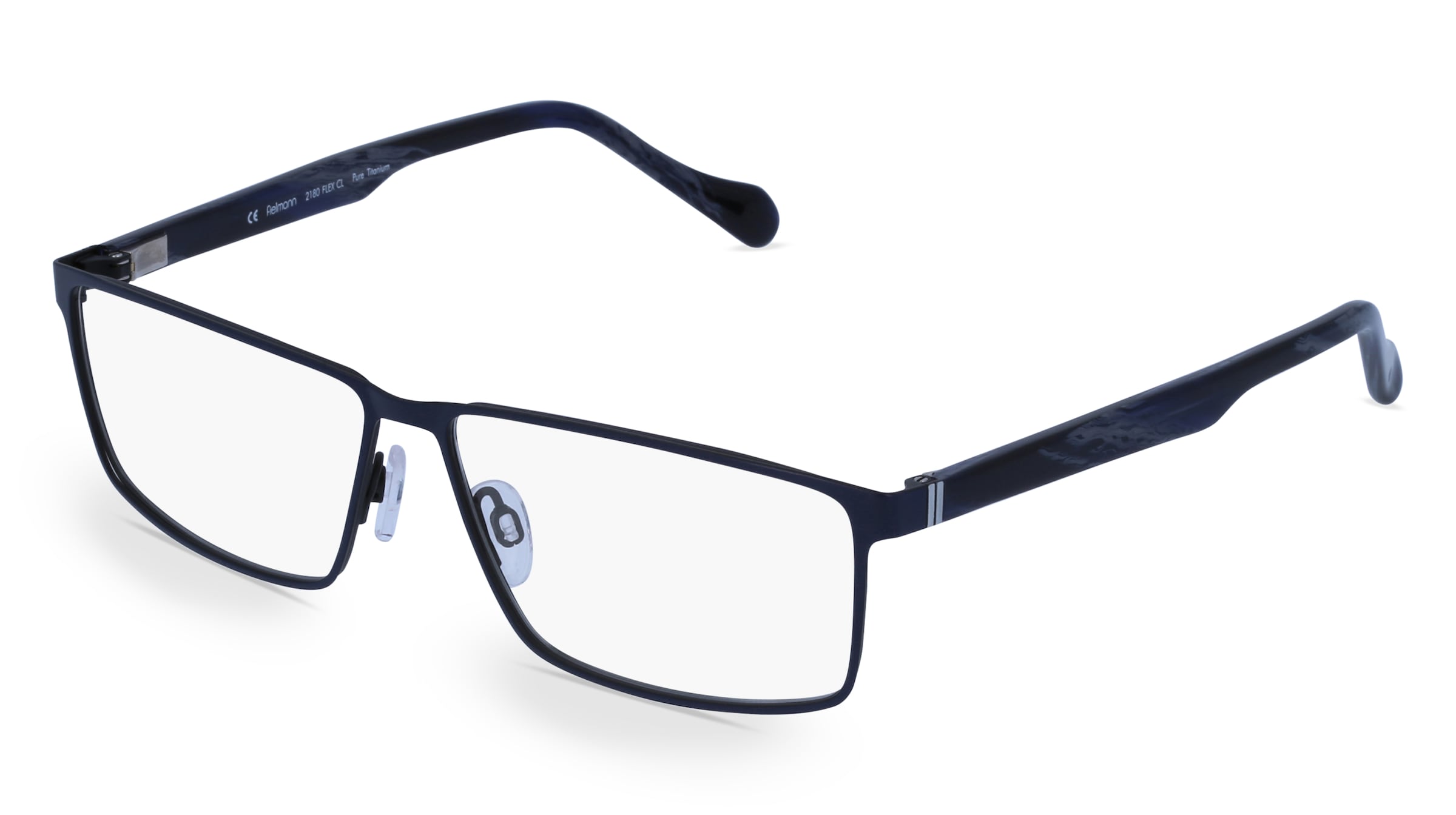 Fielmann 2180 FLEX CL Herren-Brille inkl. Gläser Vollrand Quadratisch Titan-Gestell 60/13/140, Blau