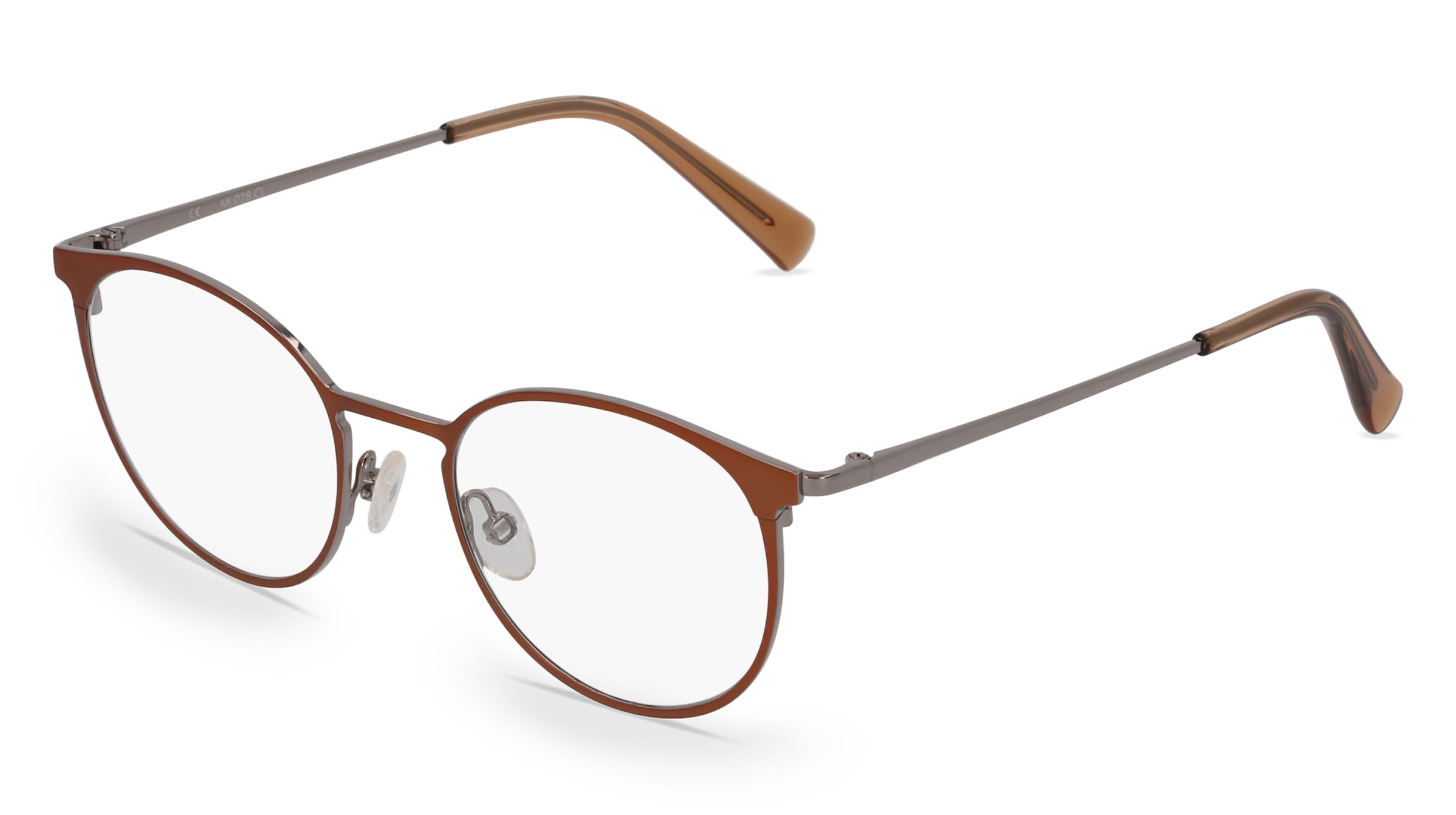 Fielmann MI 028 CL Damen-Brille inkl. Gläser Vollrand Panto Edelstahl-Gestell 46/18/135, Braun