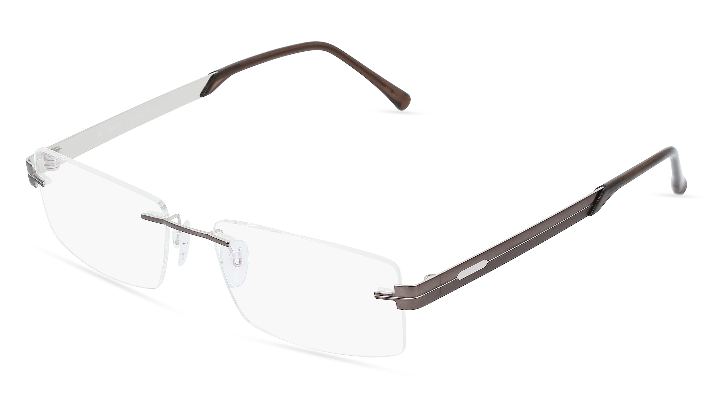 Fielmann COMFORT 033 TR Herren-Brille inkl. Gläser Randlos Quadratisch Titan-Gestell 56/17/145, Grau