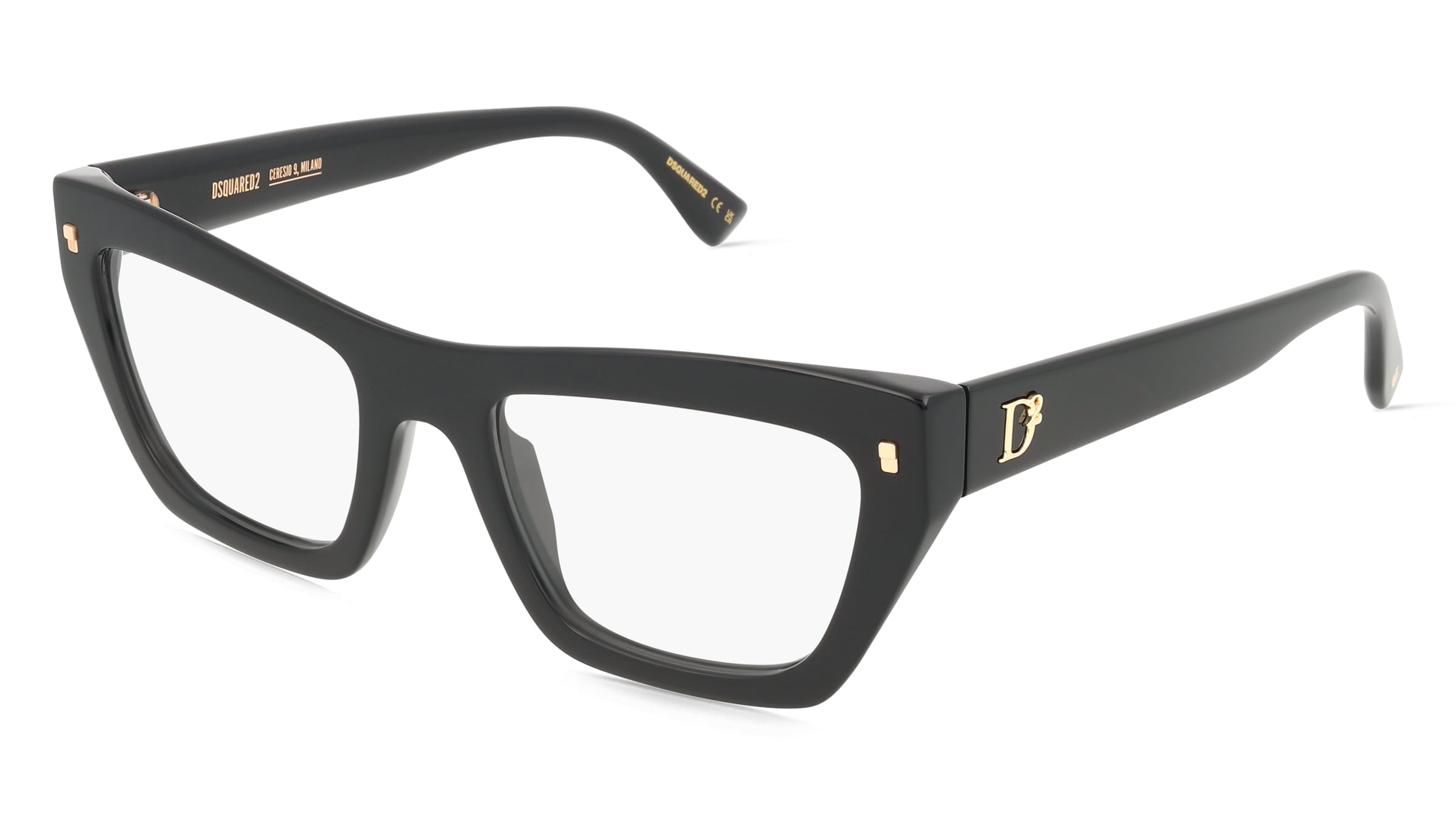 Dsquared2 D2 0153 Damen-Brille inkl. Gläser Vollrand Eckig Acetat-Gestell 52/20/145, Schwarz