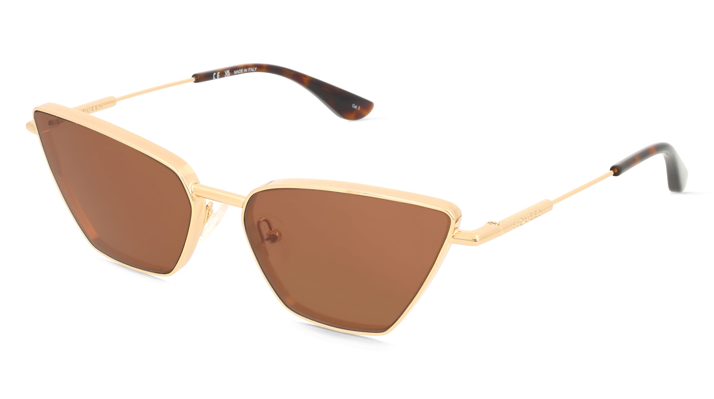 Alexander McQueen AM0501S Damen-Sonnenbrille Vollrand Cat Eye Metall-Gestell, Gold