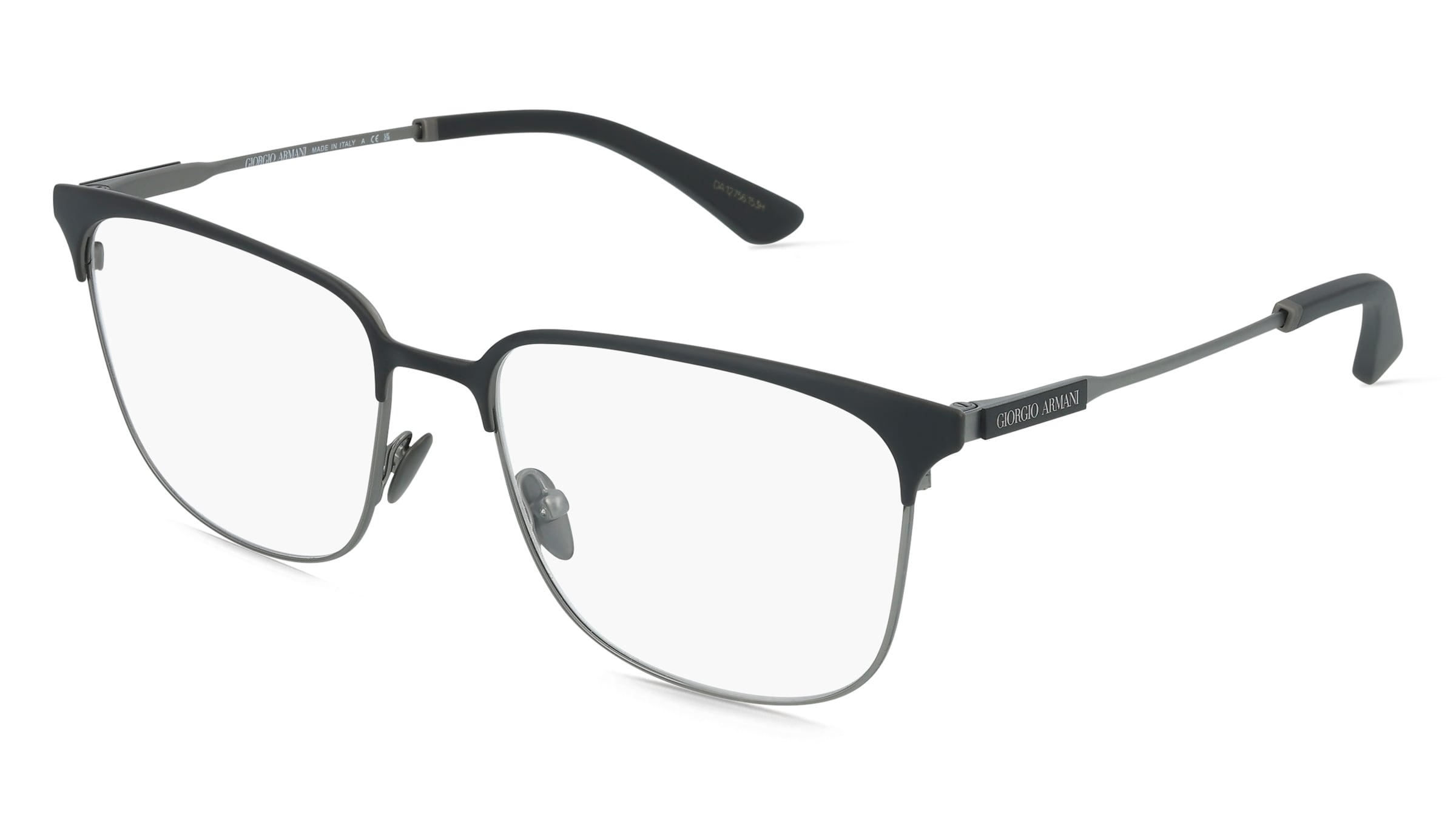 Giorgio Armani 0AR5163 Herren-Brille inkl. Gläser Vollrand Quadratisch Metall-Gestell 55/17/145, Schwarz