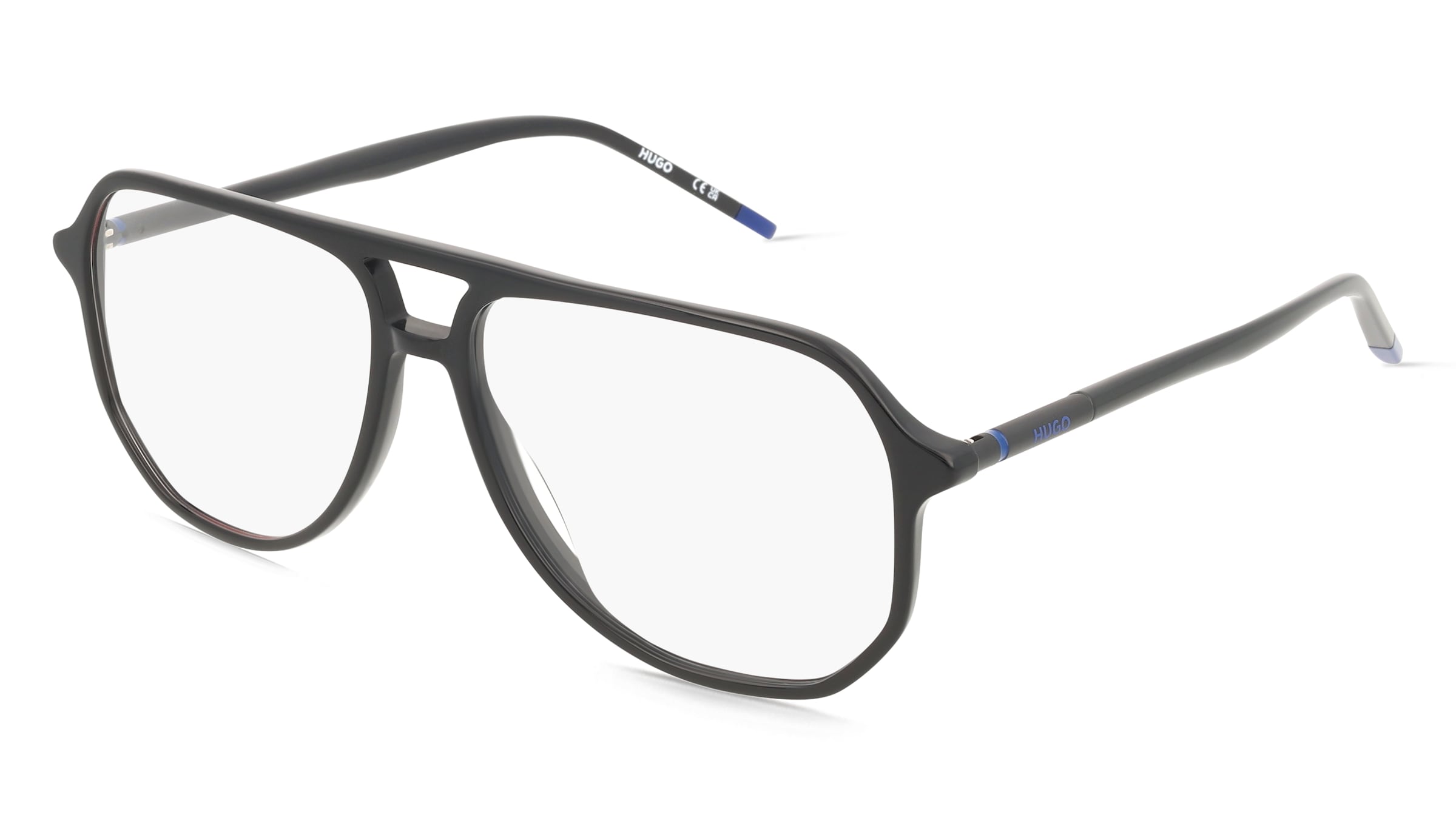 Hugo HG1376 Herren-Brille inkl. Gläser Vollrand Pilot Acetat-Gestell 56/14/145, Schwarz