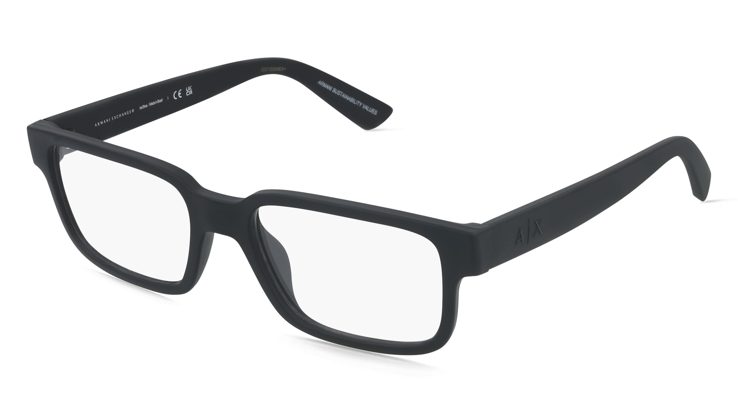 Emporio Armani 0AX3130U Herren-Brille inkl. Gläser Vollrand Quadratisch Kunststoff-Gestell 53/18/145, Schwarz