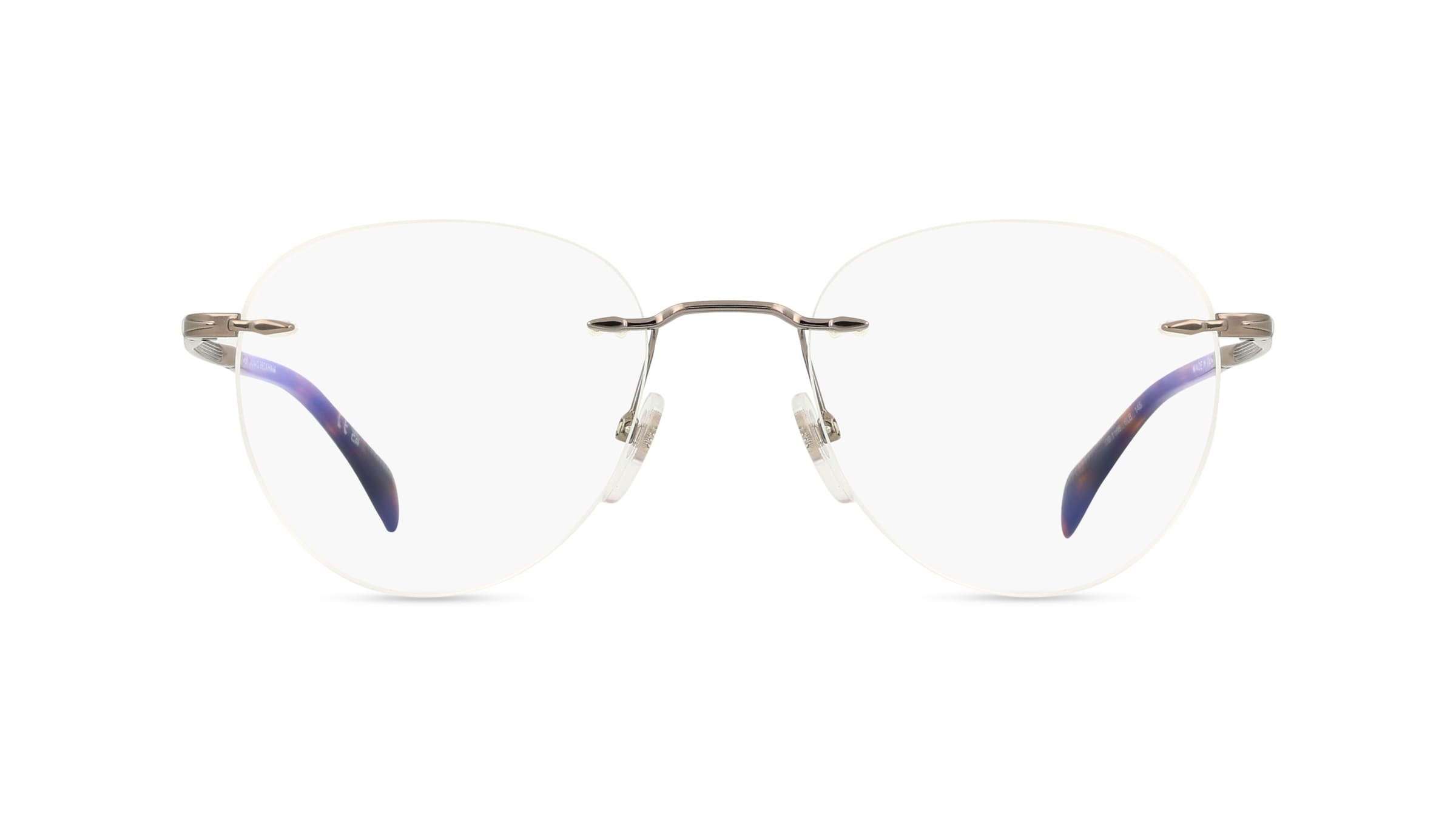 David Beckham DB 1166 Herren-Brille inkl. Gläser Randlos Panto Metall-Gestell 46mm/19mm/145mm, Silber