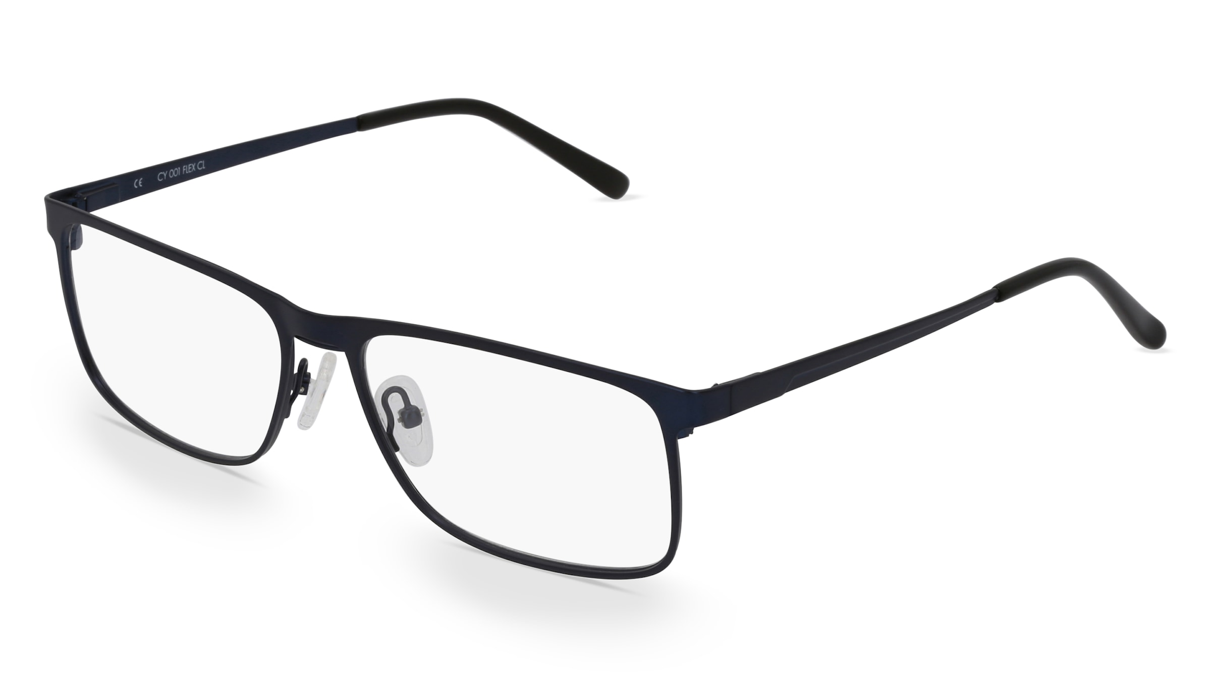Fielmann CY 001 FLEX CL Herren-Brille inkl. Gläser Vollrand Quadratisch Edelstahl-Gestell 57/16/140, Blau