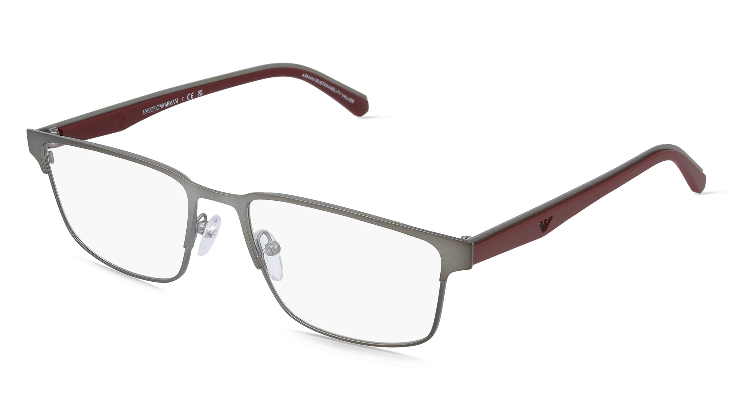 Emporio Armani 0EA1175 Herren-Brille inkl. Gläser Vollrand Eckig Metall-Gestell 56/18/145, Grau