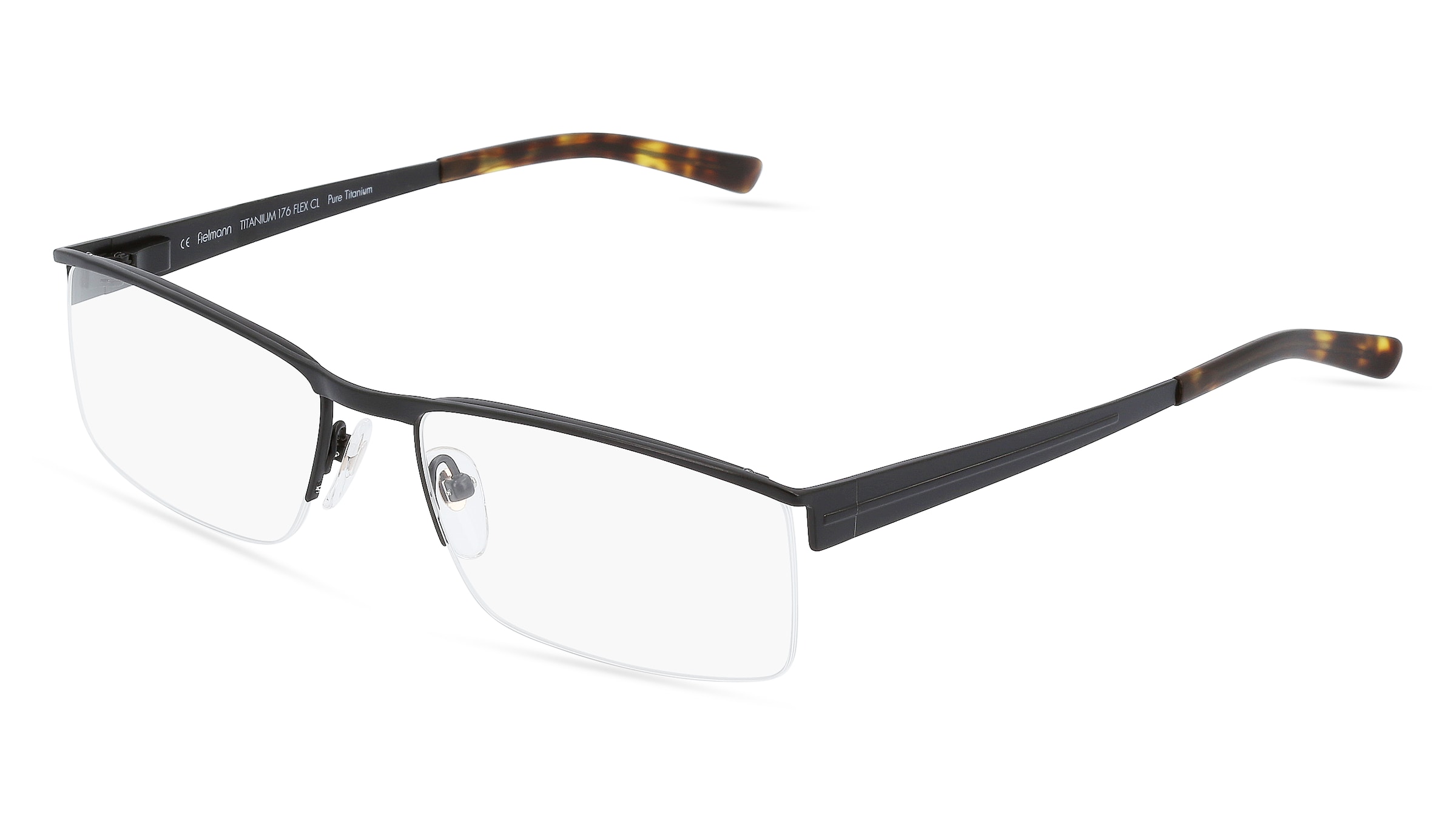Fielmann TITANIUM 176 FLEX CL Herren-Brille inkl. Gläser Halbrand Quadratisch Titan-Gestell 56/17/135, Schwarz