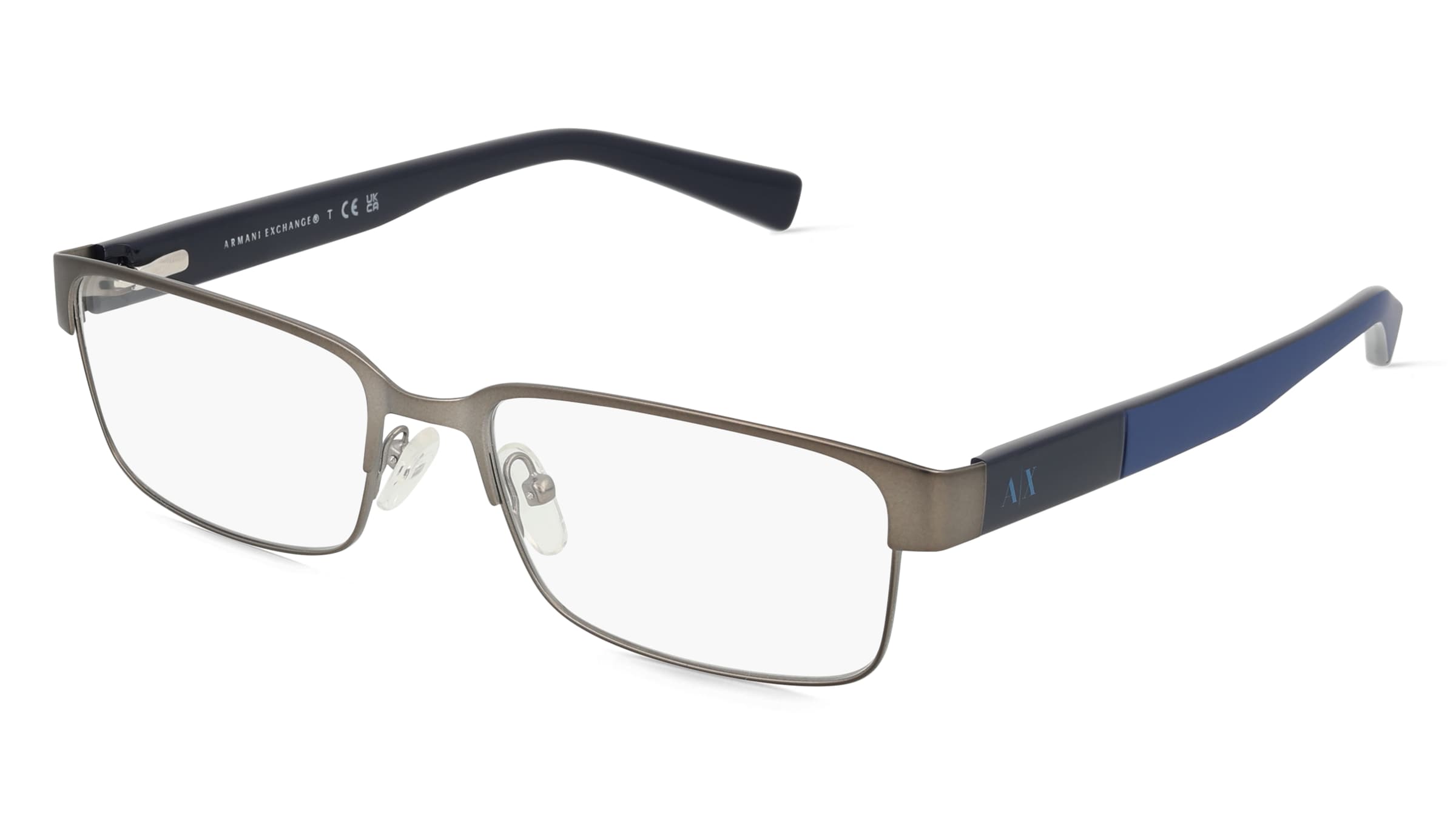 Armani Exchange AX1017 Herren-Brille inkl. Gläser Vollrand Quadratisch Metall-Gestell 54/17/140, Grau