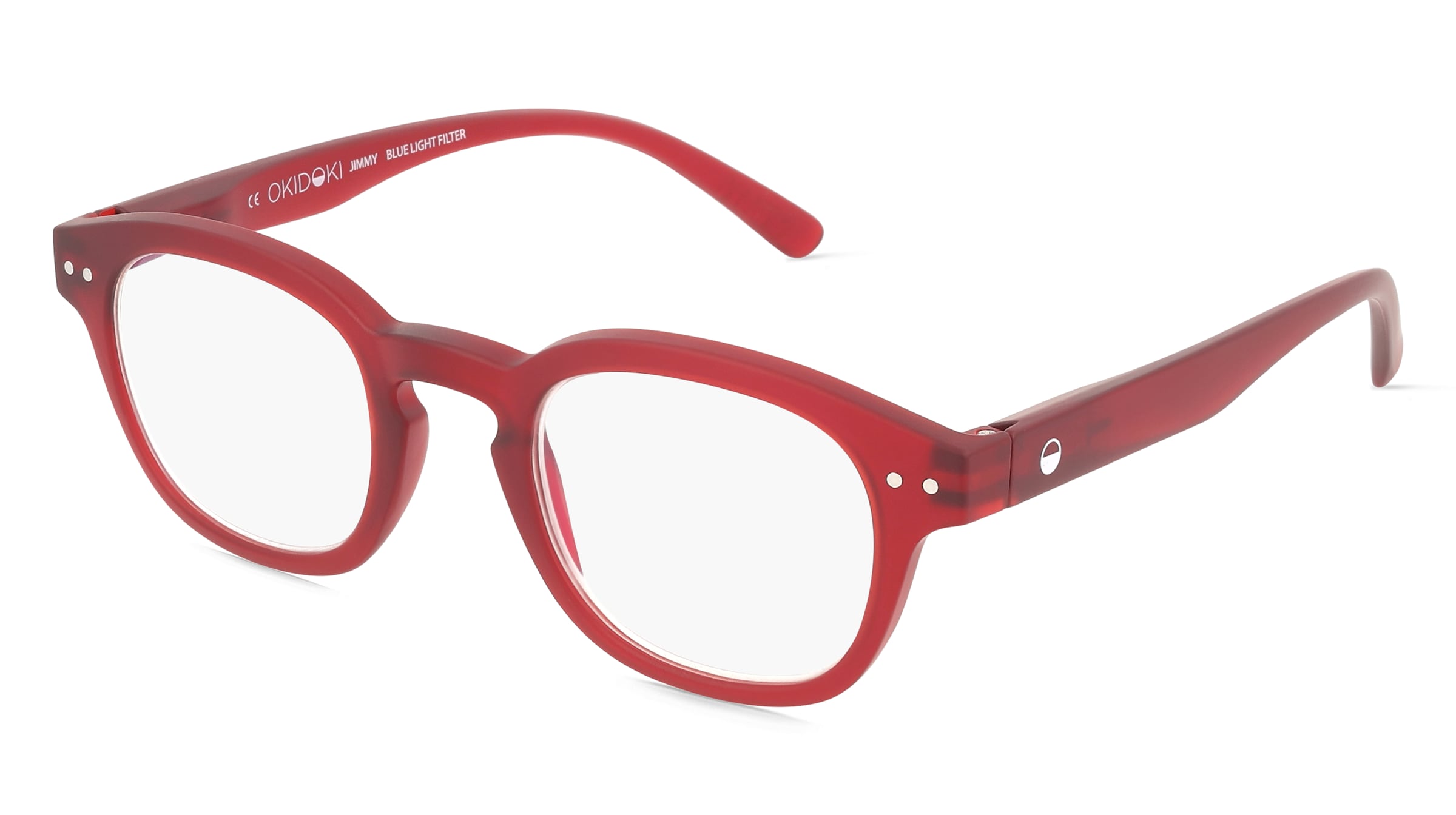 OKIDOKI JIMMY Reader Unisex-Fertiglesebrille Vollrand Panto Kunststoff-Gestell, Rot