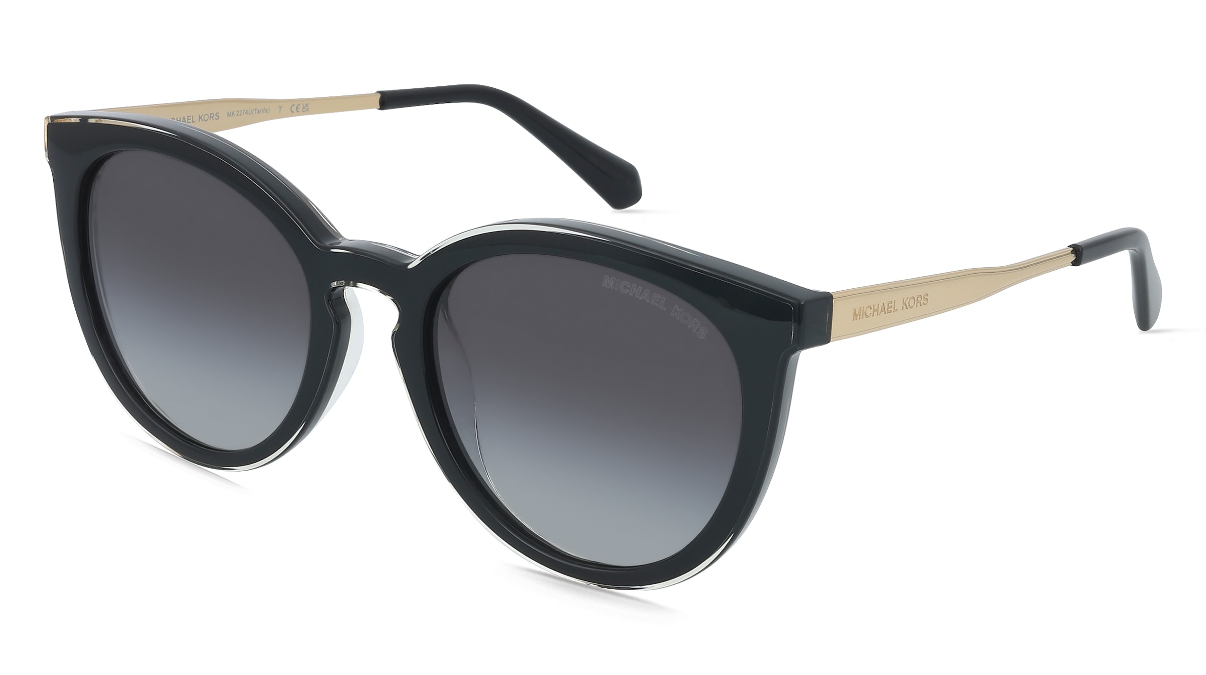 Michael Kors MK2274U TARIFA Damen-Sonnenbrille Vollrand Rund Kunststoff-Gestell, Schwarz