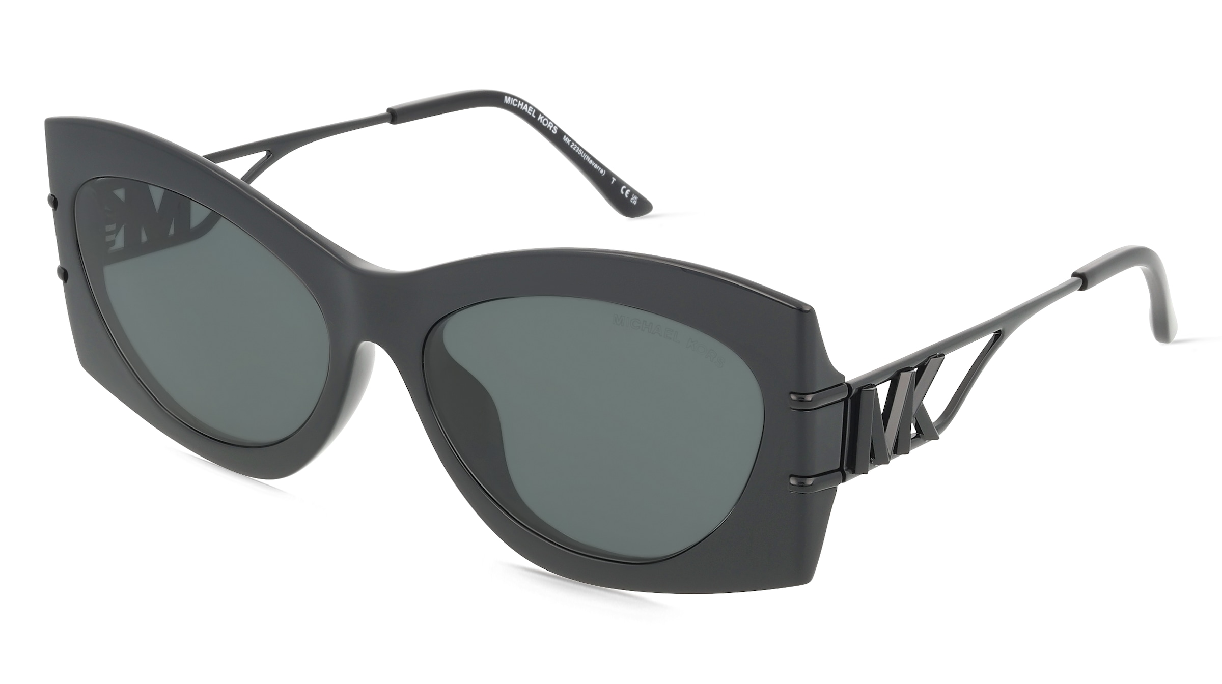 Michael Kors MK2235U Damen-Sonnenbrille Vollrand Geometrisch Kunststoff-Gestell, Schwarz