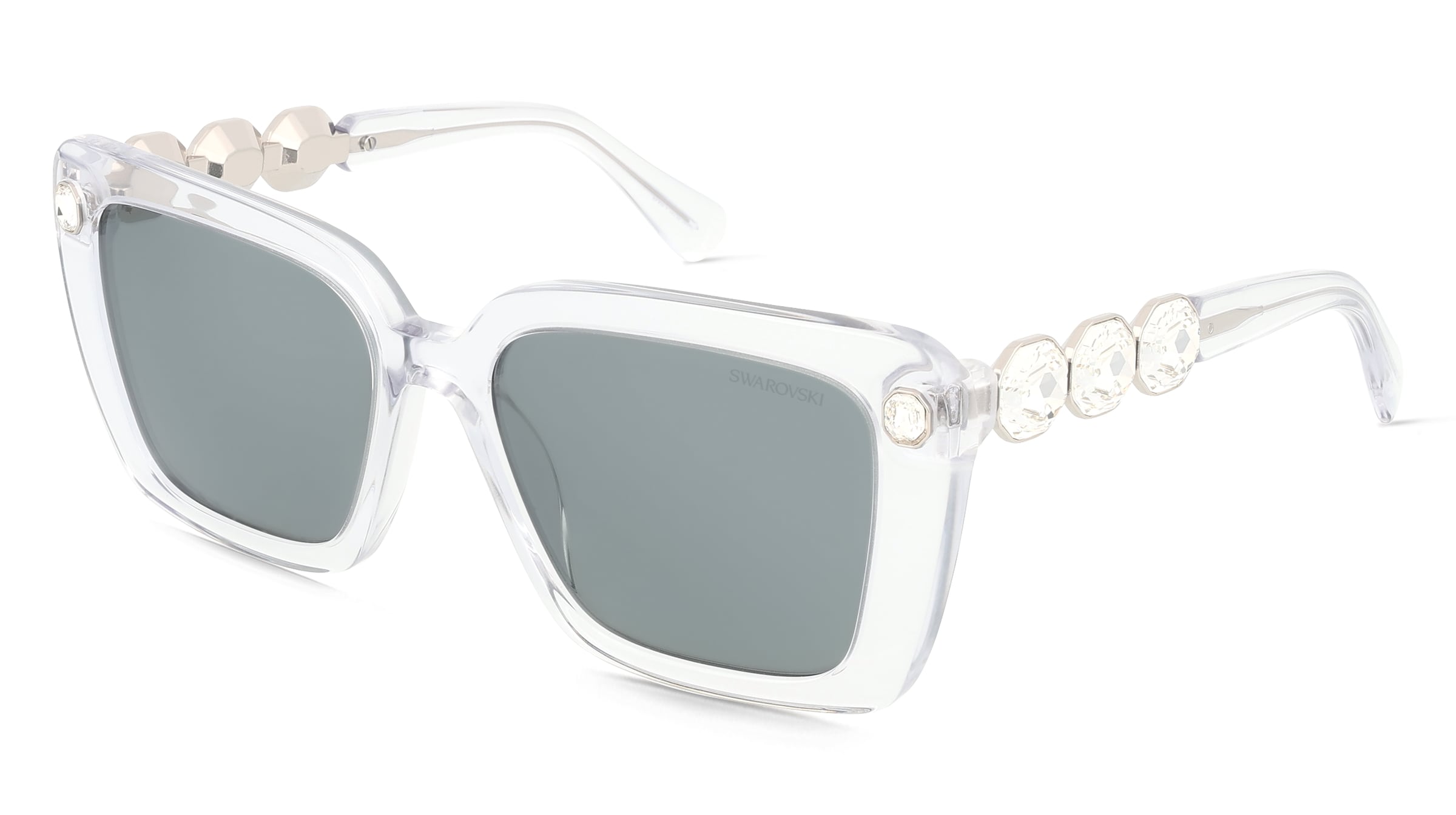 Swarovski SK6032 Damen-Sonnenbrille Vollrand Quadratisch Acetat-Gestell, Transparent