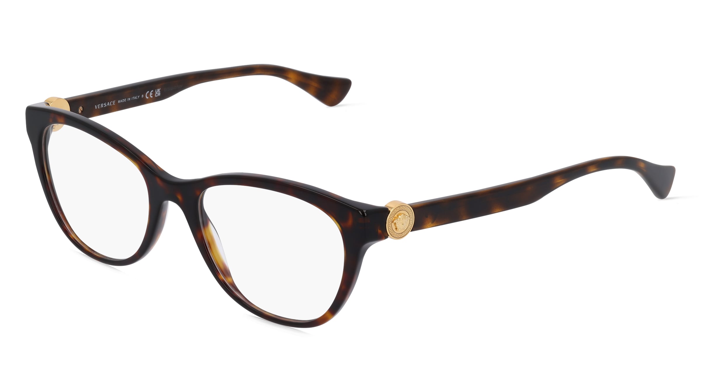 Versace VE3330 Damen-Brille inkl. Gläser Vollrand Cat Eye Acetat-Gestell 55/19/145, Havanna