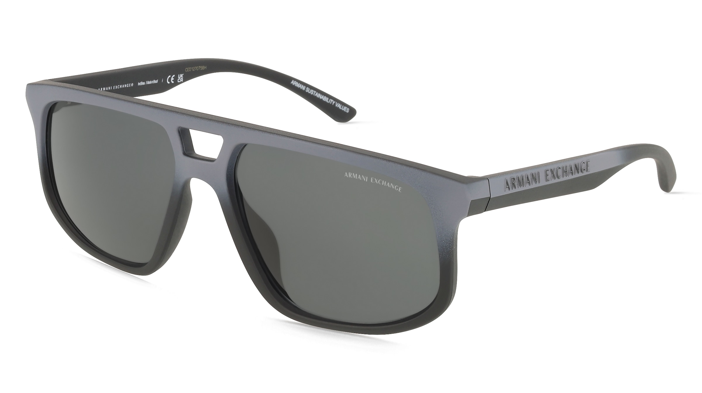 Emporio Armani 0AX4161SU Herren-Sonnenbrille Vollrand Pilot Kunststoff-Gestell, Grau