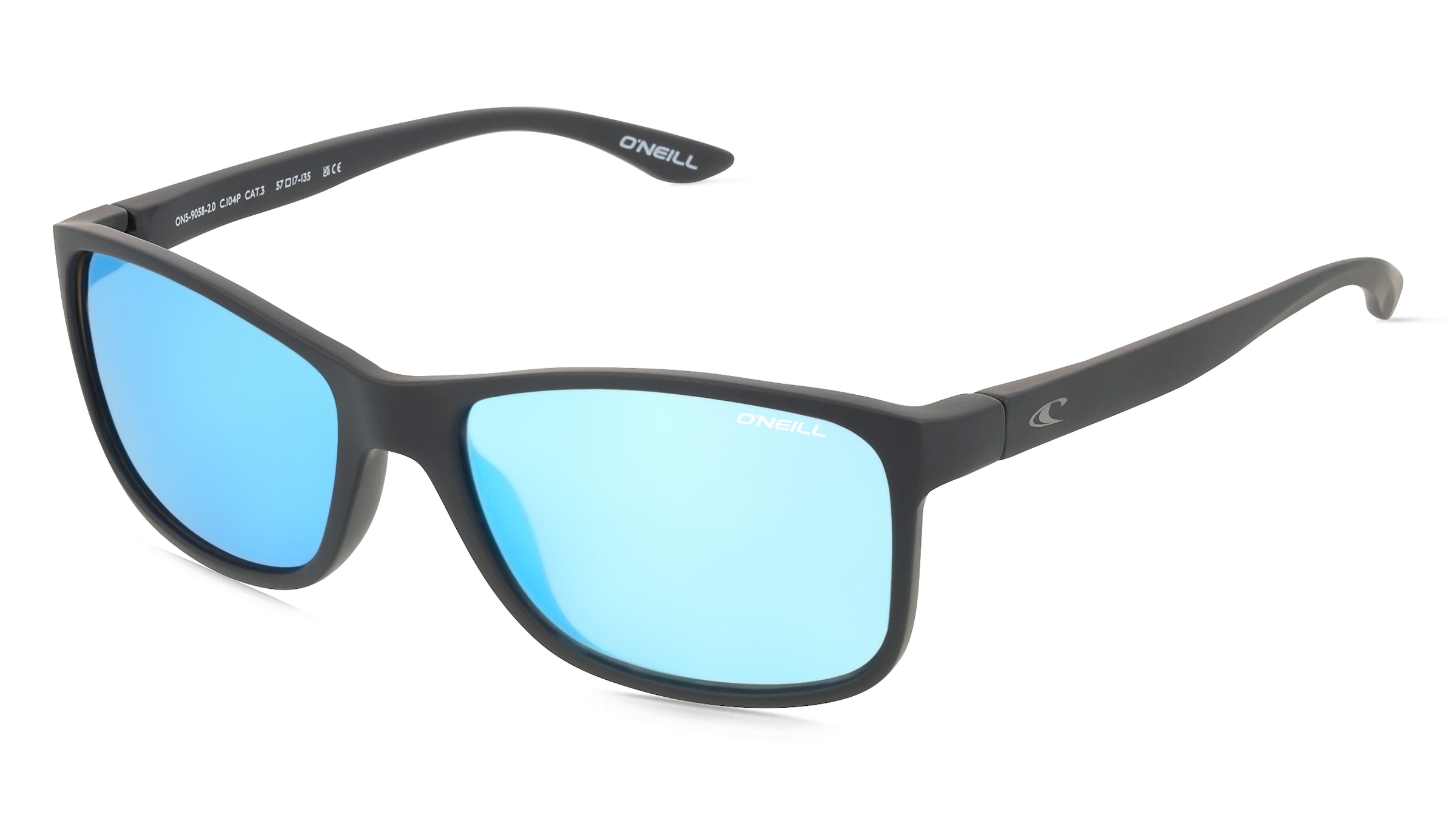 O’Neill ON9058 2.0 Damen-Sonnenbrille Vollrand Eckig Kunststoff-Gestell, Schwarz
