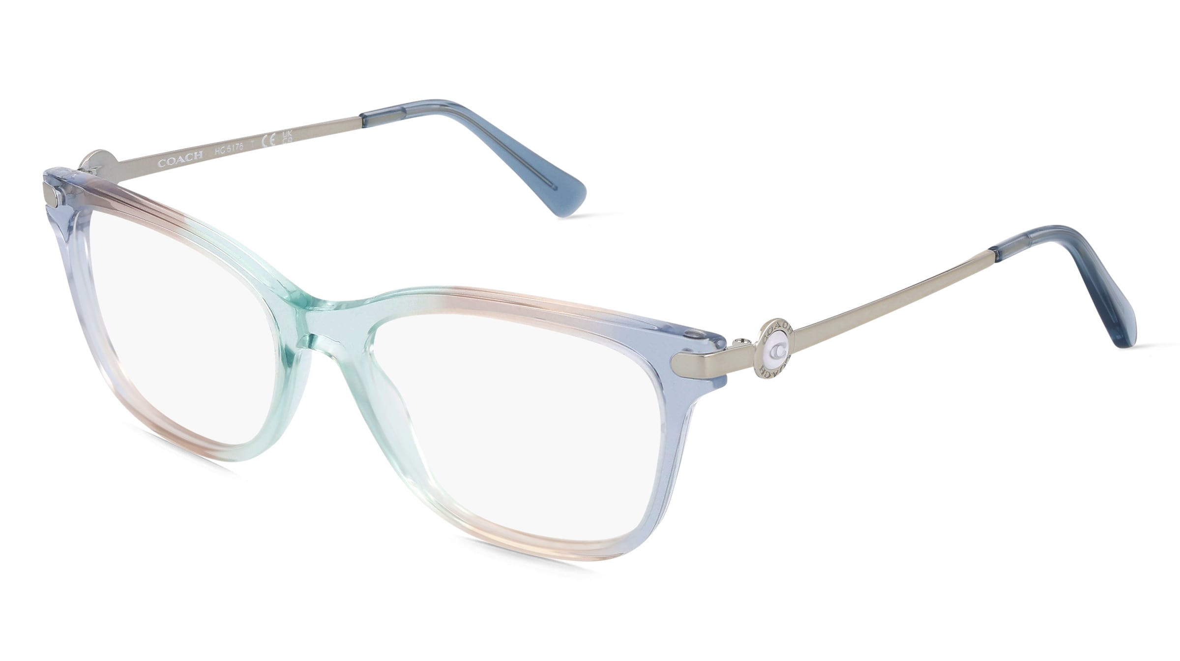 Coach HC6176 Damen-Brille inkl. Gläser Vollrand Quadratisch Acetat-Gestell 53/17/140, Blau