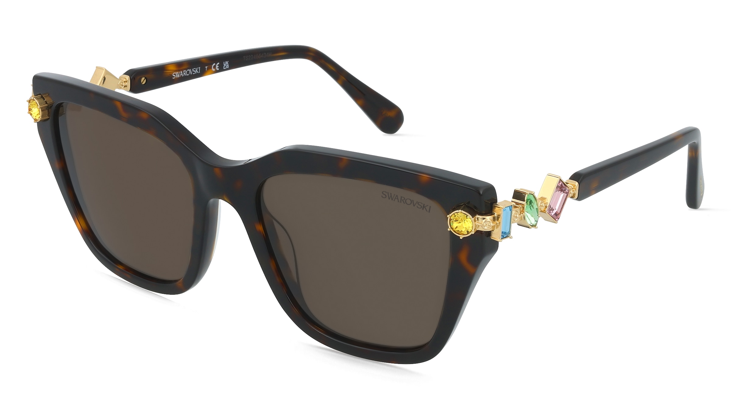 Swarovski SK6041 Damen-Sonnenbrille Vollrand Geometrisch Acetat-Gestell, Havanna