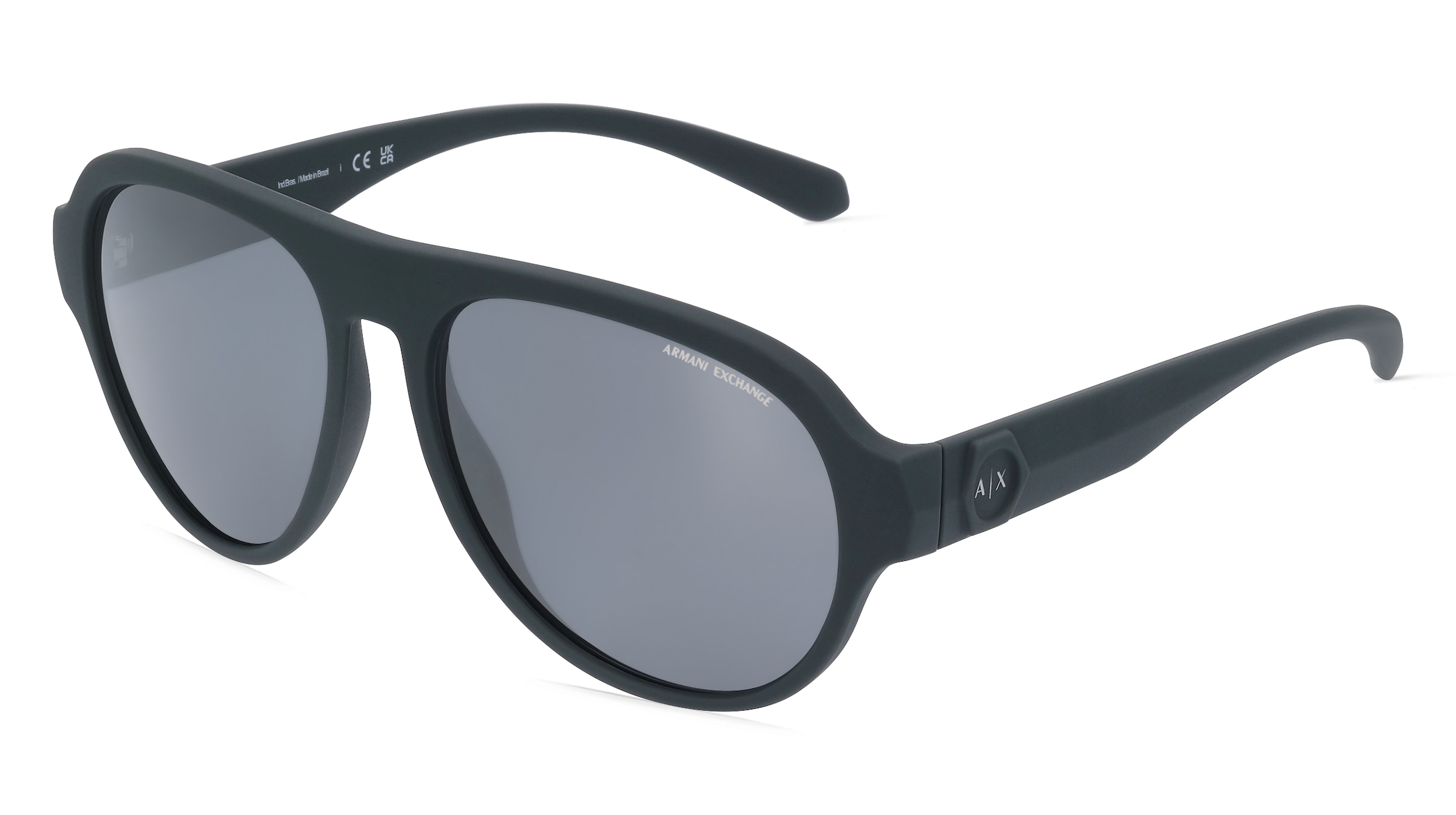 Luxottica Armani Exchange AX4126SU Herren-Sonnenbrille Vollrand Pilot Kunststoff-Gestell, grau