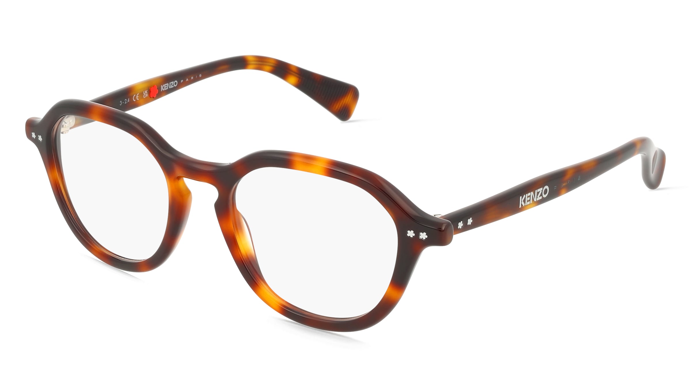 Kenzo KZ50222I BOKE FLOWER Unisex-Brille inkl. Gläser Vollrand Geometrisch Acetat-Gestell 49/19/145, Havanna