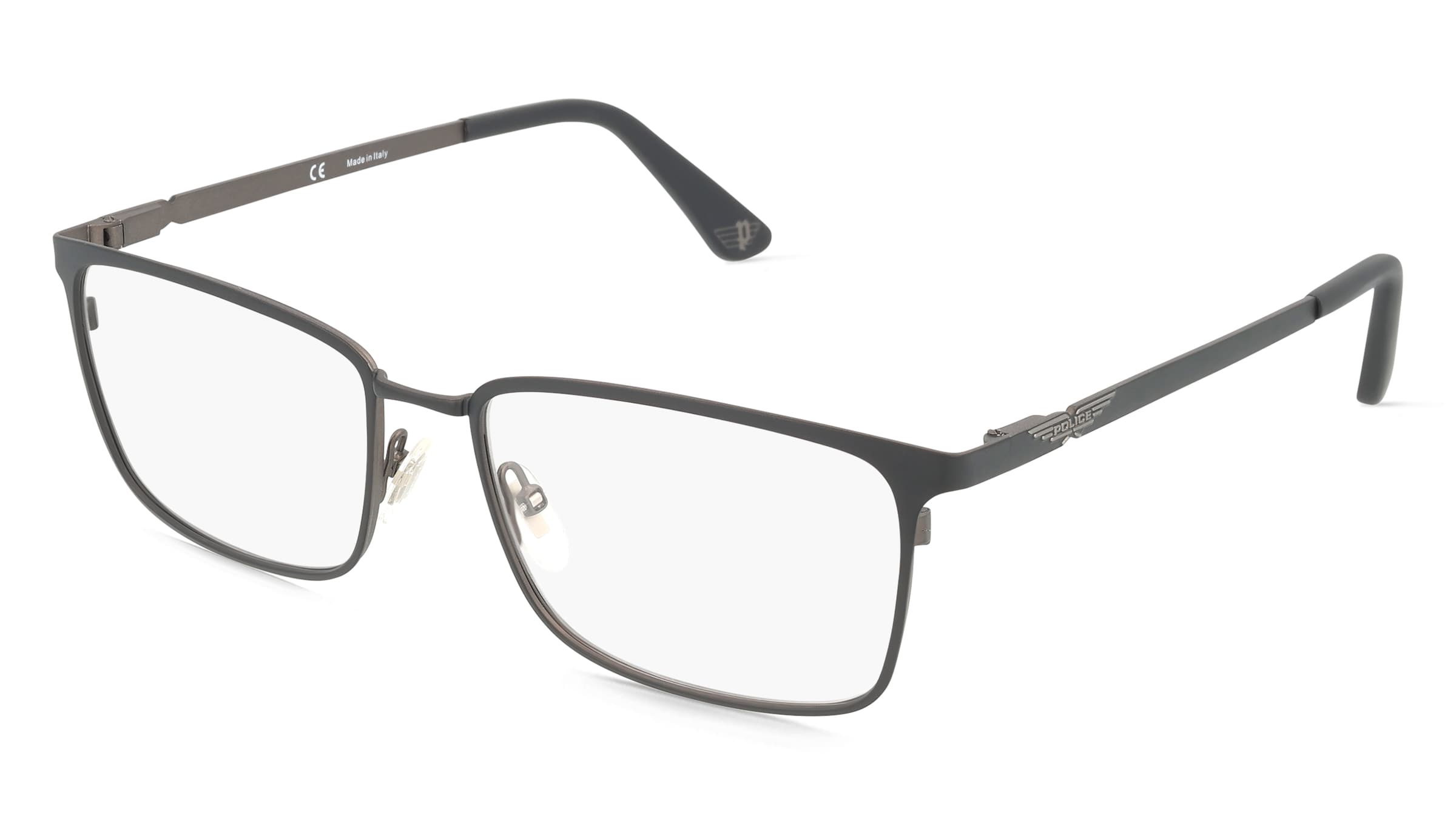 Police VPL B53 Herren-Brille inkl. Gläser Vollrand Quadratisch Metall-Gestell 56/17/145, Schwarz