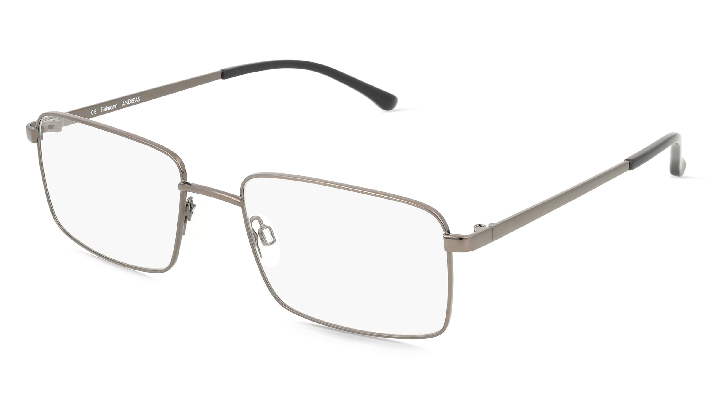 Fielmann MO 002 CL ANDREAS Herren-Brille inkl. Gläser Vollrand Quadratisch Edelstahl-Gestell 55/19/145, Grau