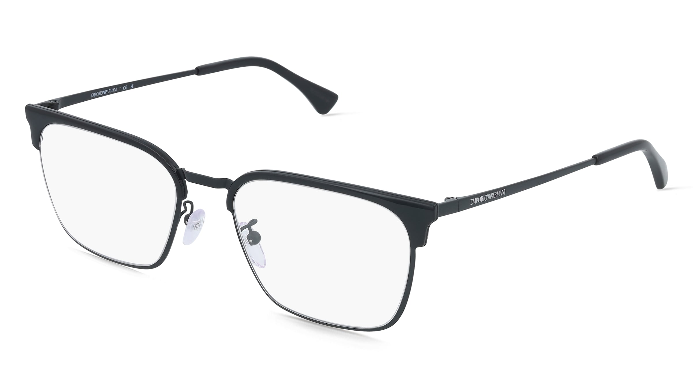 Emporio Armani EA1186D Herren-Brille inkl. Gläser Vollrand Quadratisch Metall-Gestell 55/19/145, Schwarz