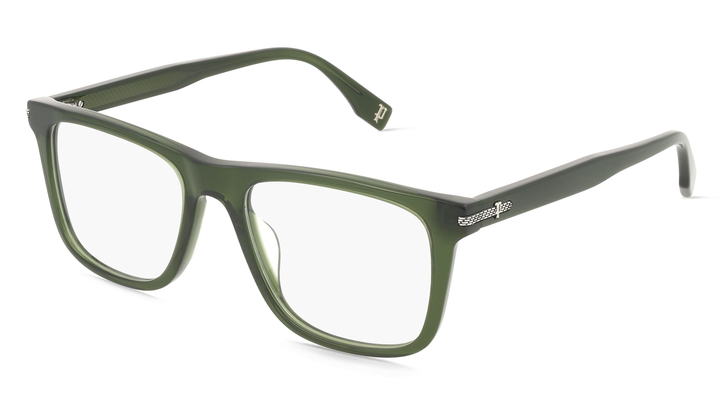 Police VPLR62 Herren-Brille inkl. Gläser Vollrand Quadratisch Kunststoff-Gestell 52/18/150, Grün