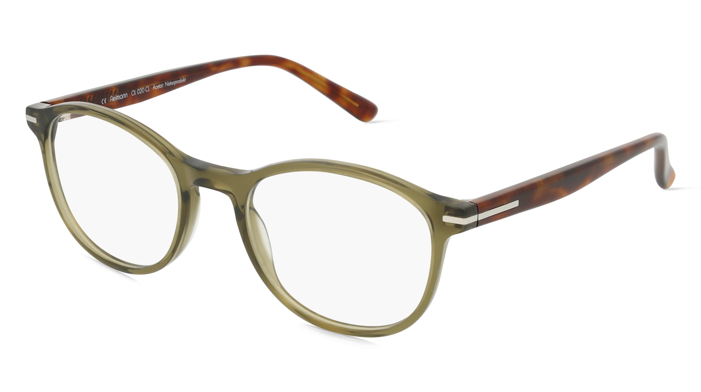 Fielmann OL 020 CL Unisex-Brille inkl. Gläser Vollrand Panto Acetat-Gestell 51/20/145, Grün