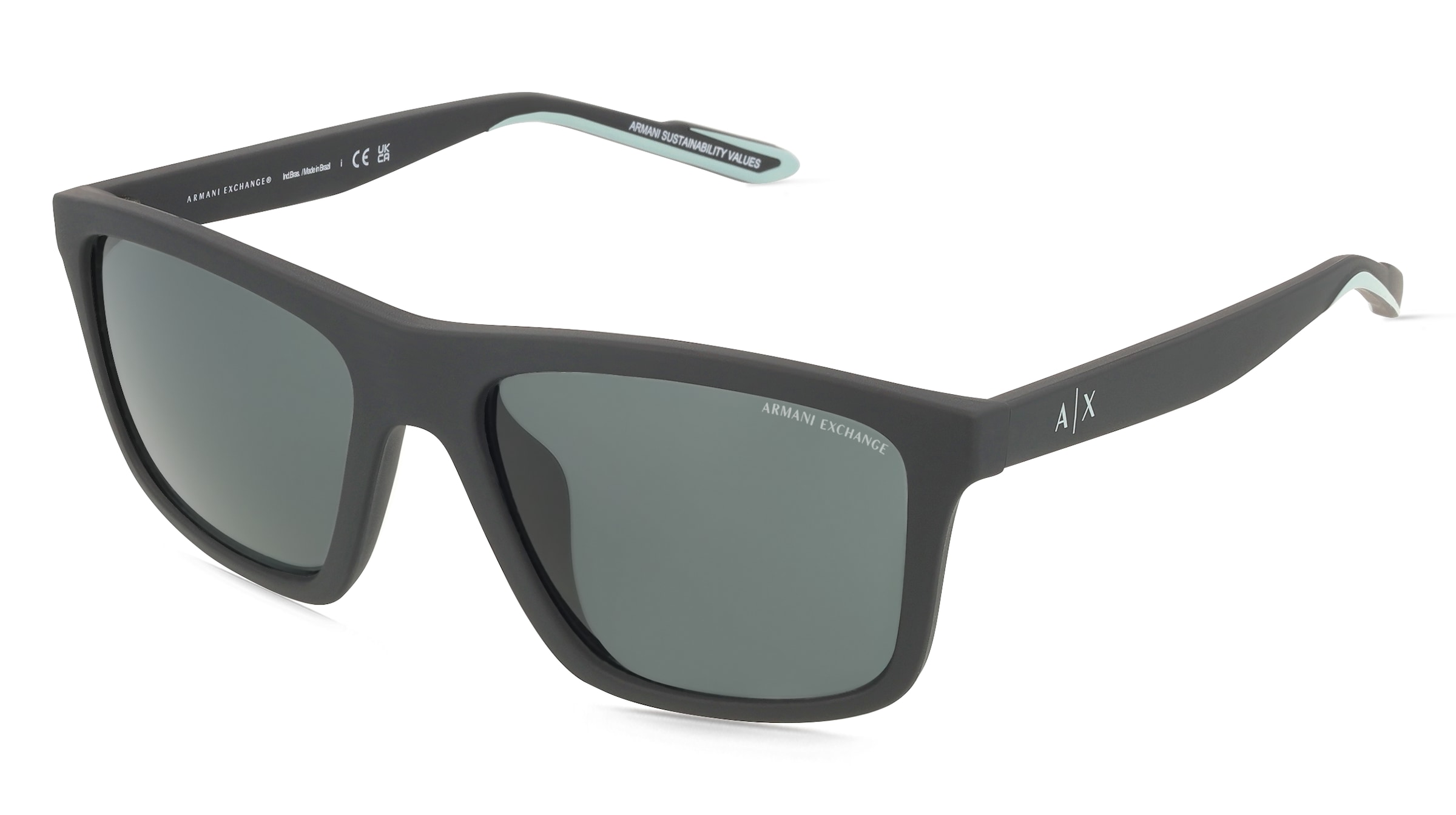 Armani Exchange AX4149SU Herren-Sonnenbrille Vollrand Quadratisch Kunststoff-Gestell, Schwarz