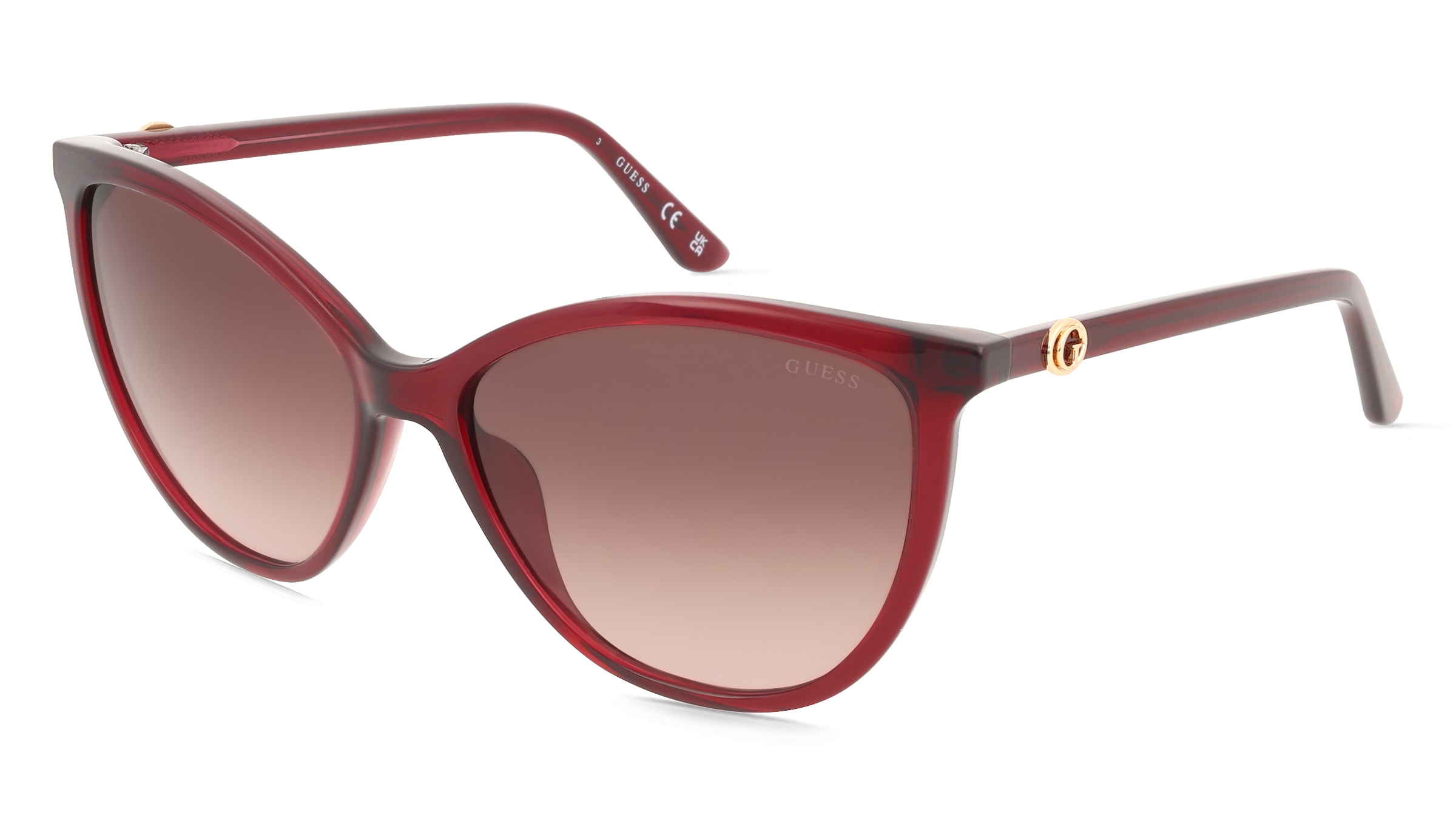 Guess GU00256 Damen-Sonnenbrille Vollrand Cat Eye Kunststoff-Gestell, Rot