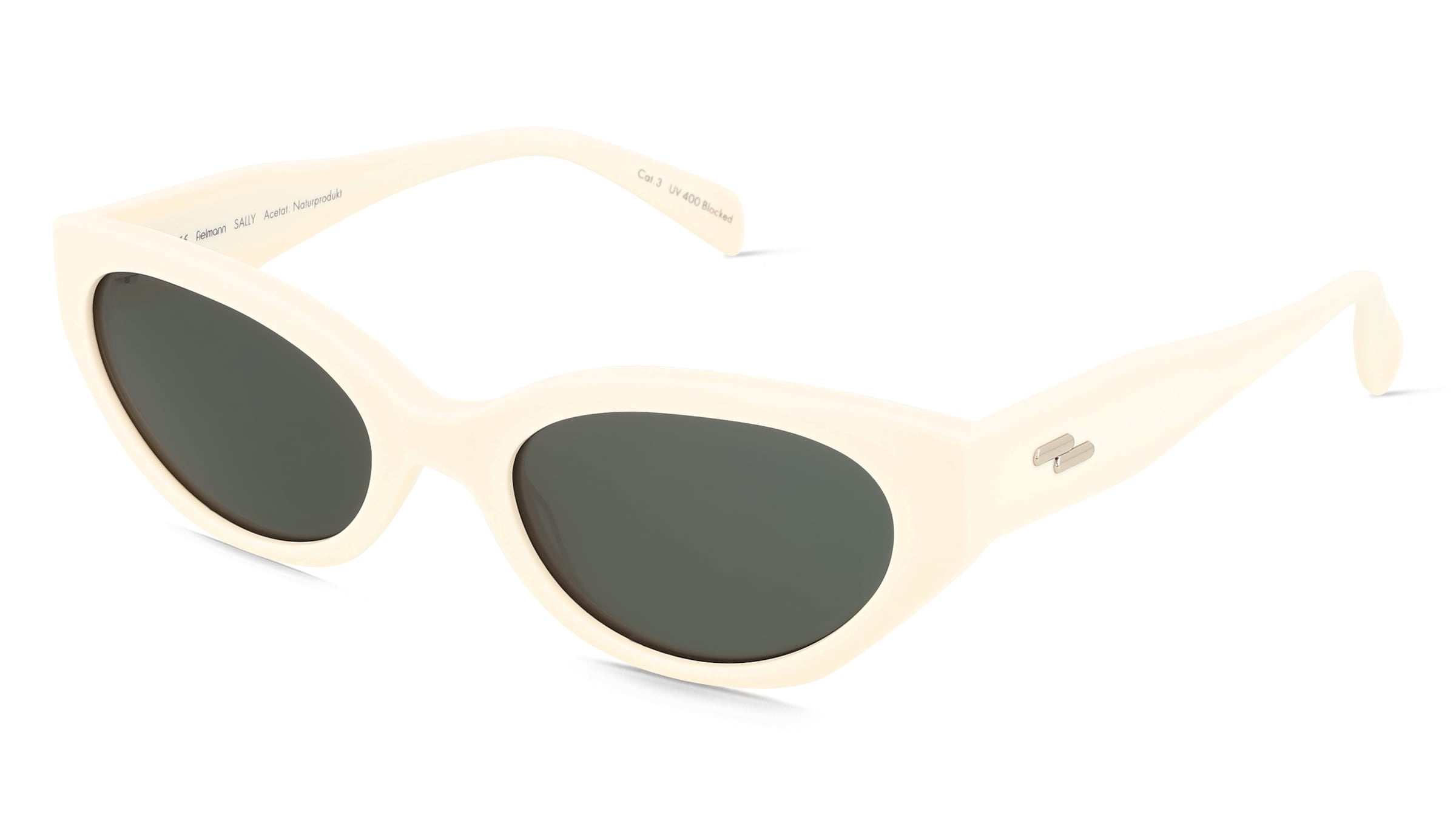 Fielmann LN 072 SUN FA SALLY Damen-Sonnenbrille Vollrand Cat Eye Acetat Extrudiert-Gestell, Weiß