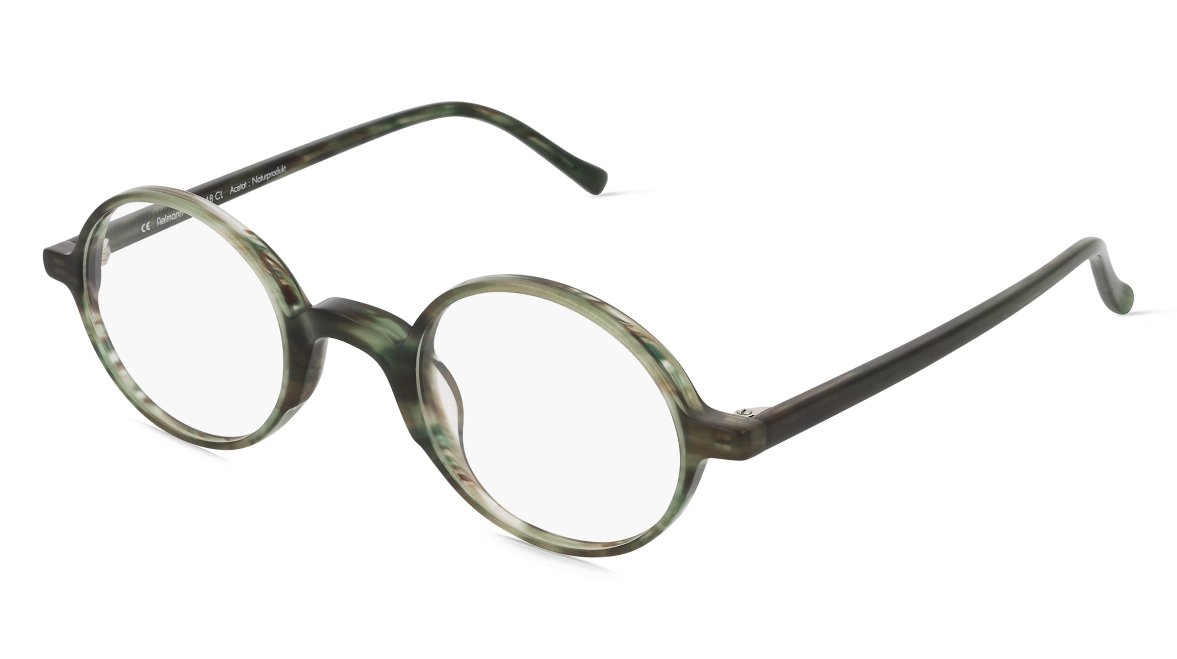 Fielmann LN 048 CL Unisex-Brille inkl. Gläser Vollrand Rund Acetat-Gestell 46mm/24mm/140mm, grün