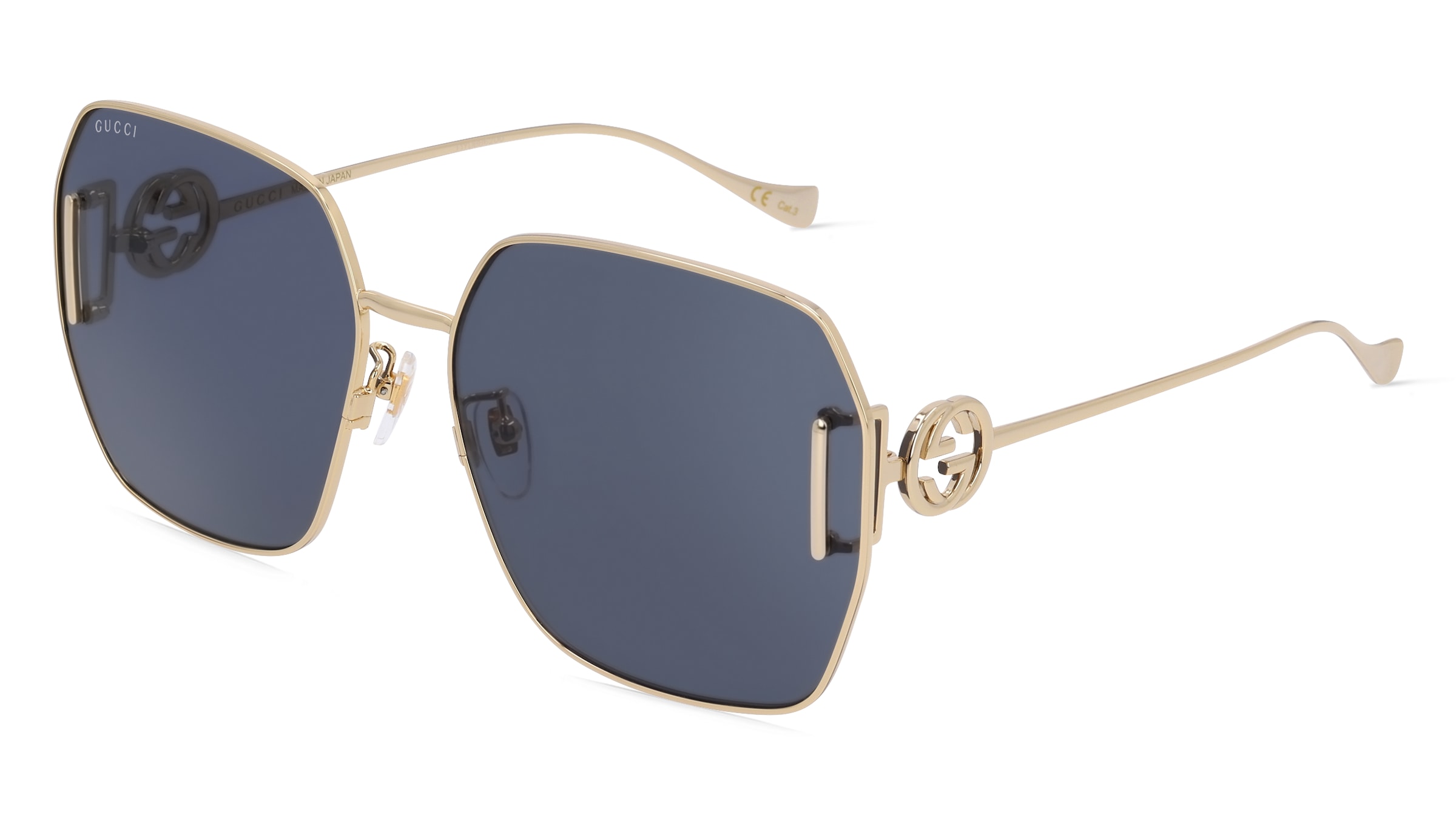 Kering Eyewear Gucci GG1207SA Damen-Sonnenbrille Vollrand Achteckig Metall-Gestell, Gold