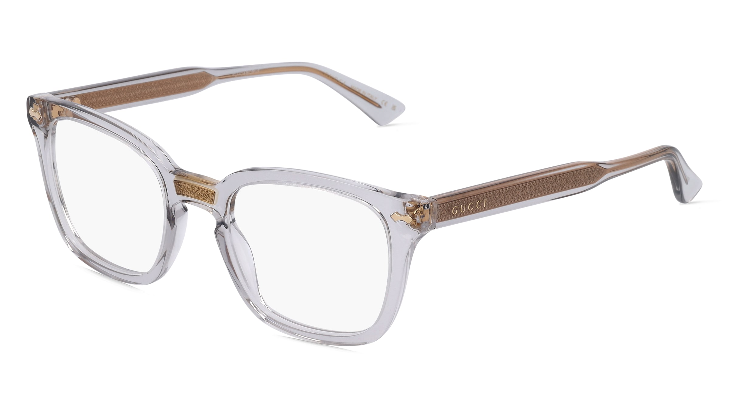 Gucci GG0184O Unisex-Brille inkl. Gläser Vollrand Quadratisch Kunststoff-Gestell 50/21/145, Transparent