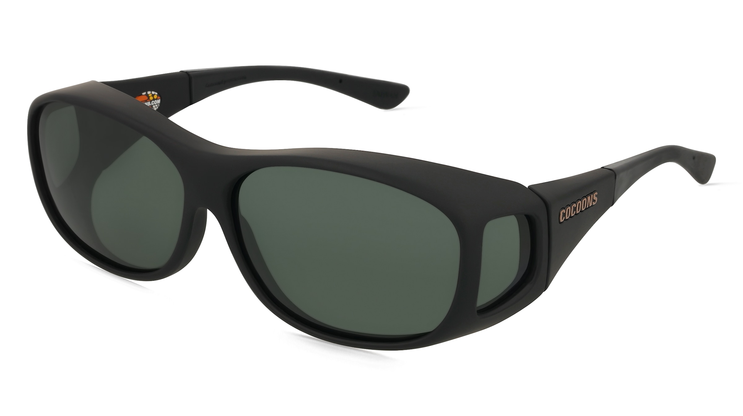 Cocoons Fitover M Unisex-Sonnenbrille Vollrand Eckig Kunststoff-Gestell, schwarz