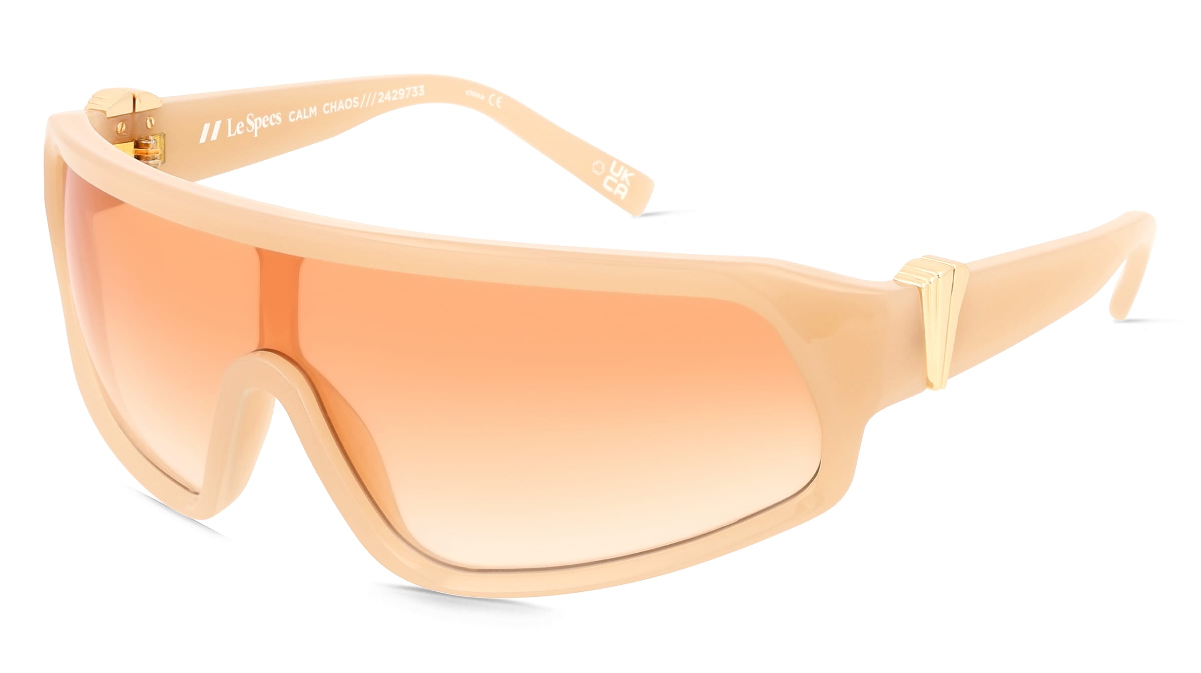 Le Specs CALM CHAOS Unisex-Sonnenbrille Vollrand Monoscheibe Kunststoff-Gestell, Beige
