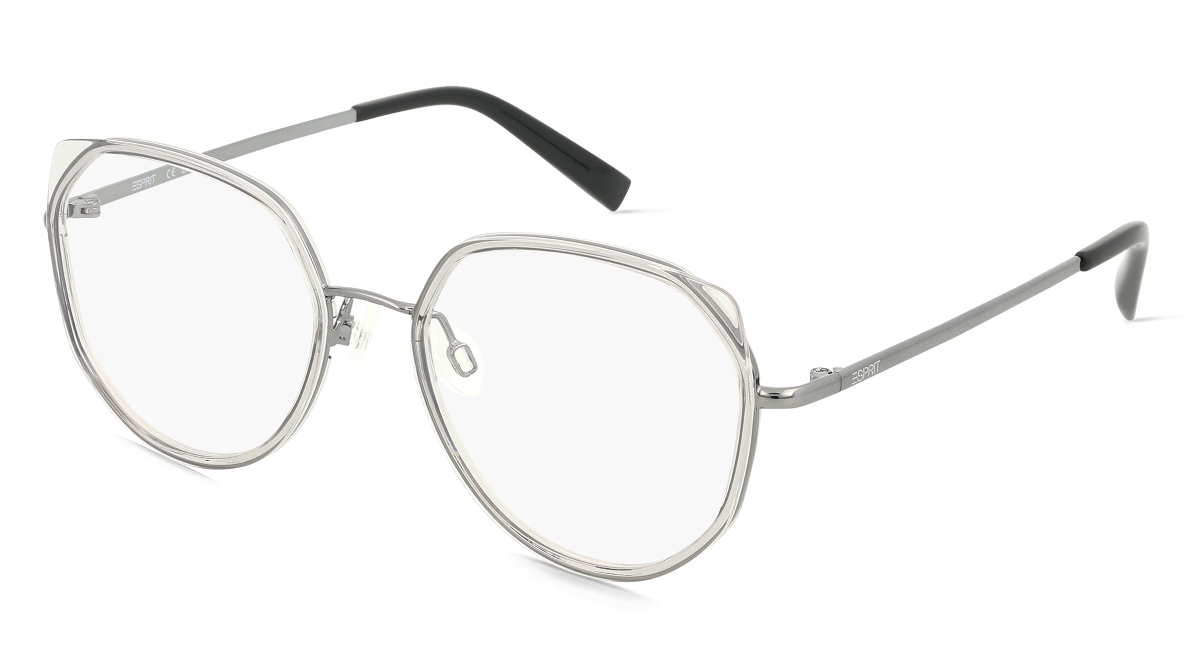 Esprit 33542 Damen-Brille inkl. Gläser Vollrand Geometrisch Kunststoff-Gestell 53/18/140, Grau
