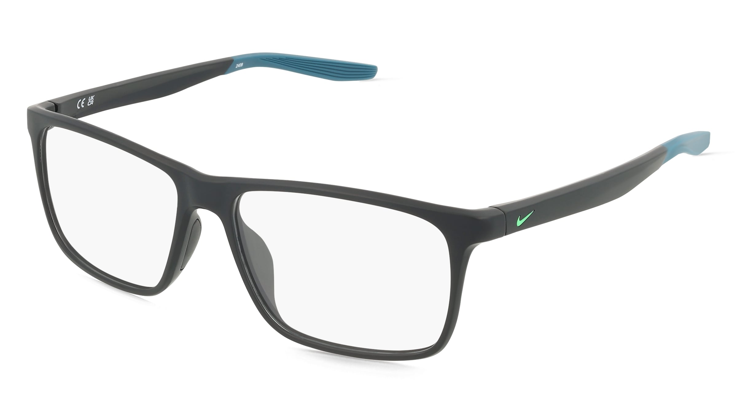Nike 7116 Unisex-Brille inkl. Gläser Vollrand Quadratisch Kunststoff-Gestell 56/15/140, Schwarz