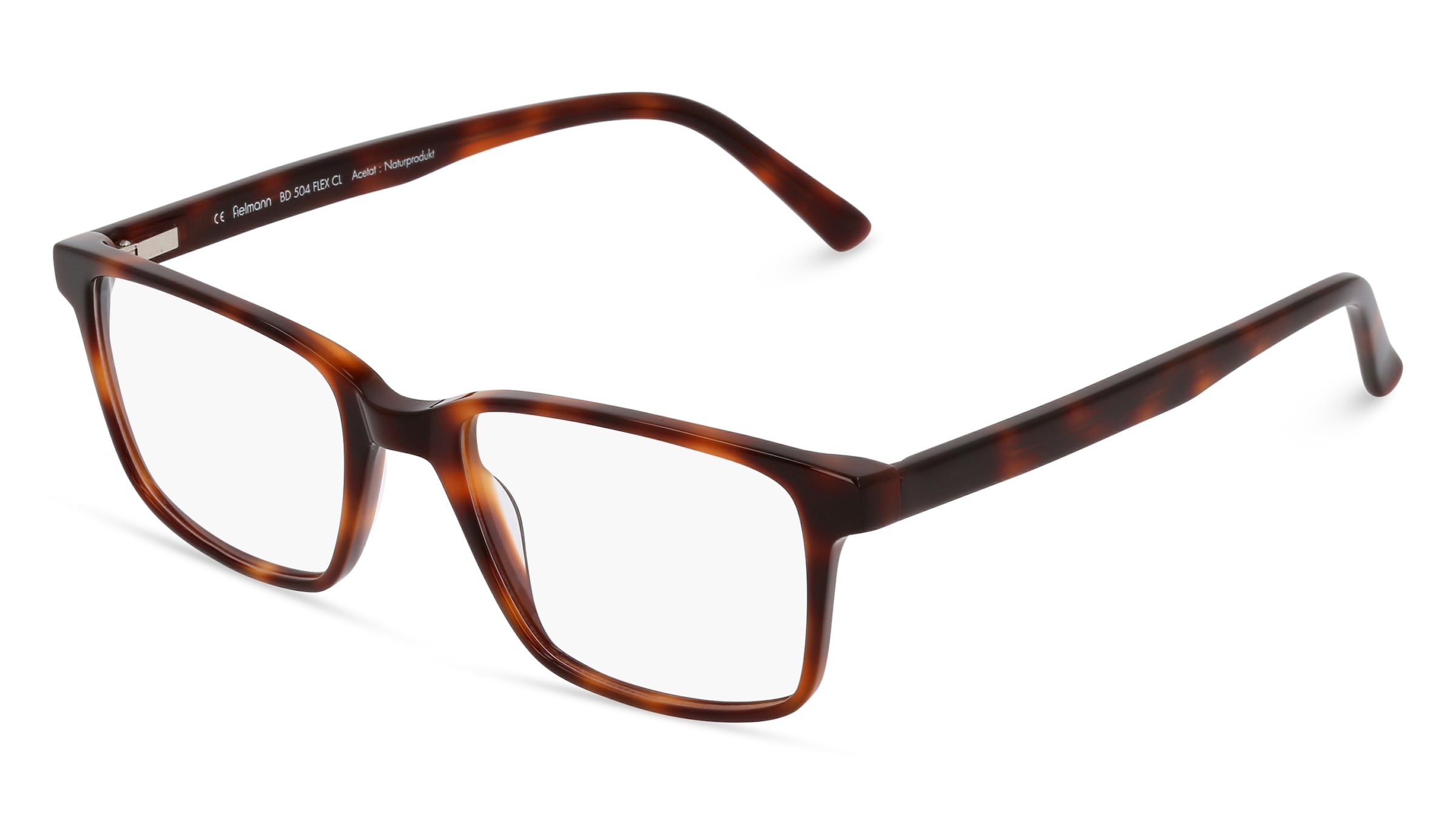 Fielmann BD 504 FLEX CL Herren-Brille inkl. Gläser Vollrand Quadratisch Acetat-Gestell 52/19/145, Havanna