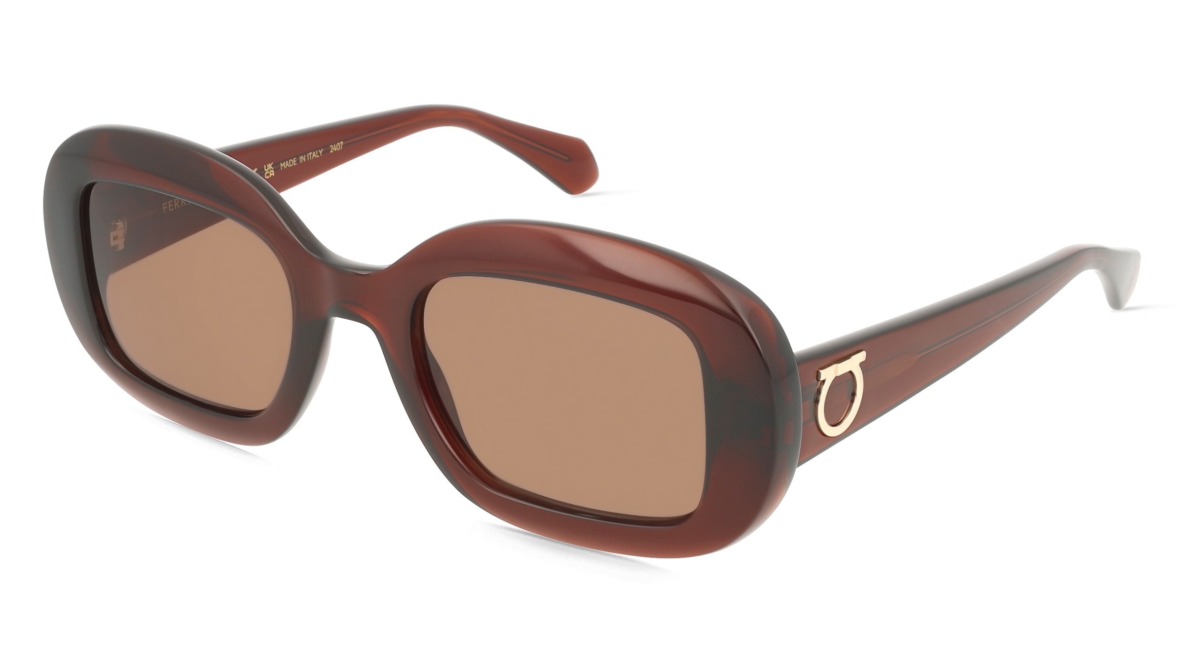Ferragamo SF2038S Unisex-Sonnenbrille Vollrand Oval Acetat-Gestell, Braun