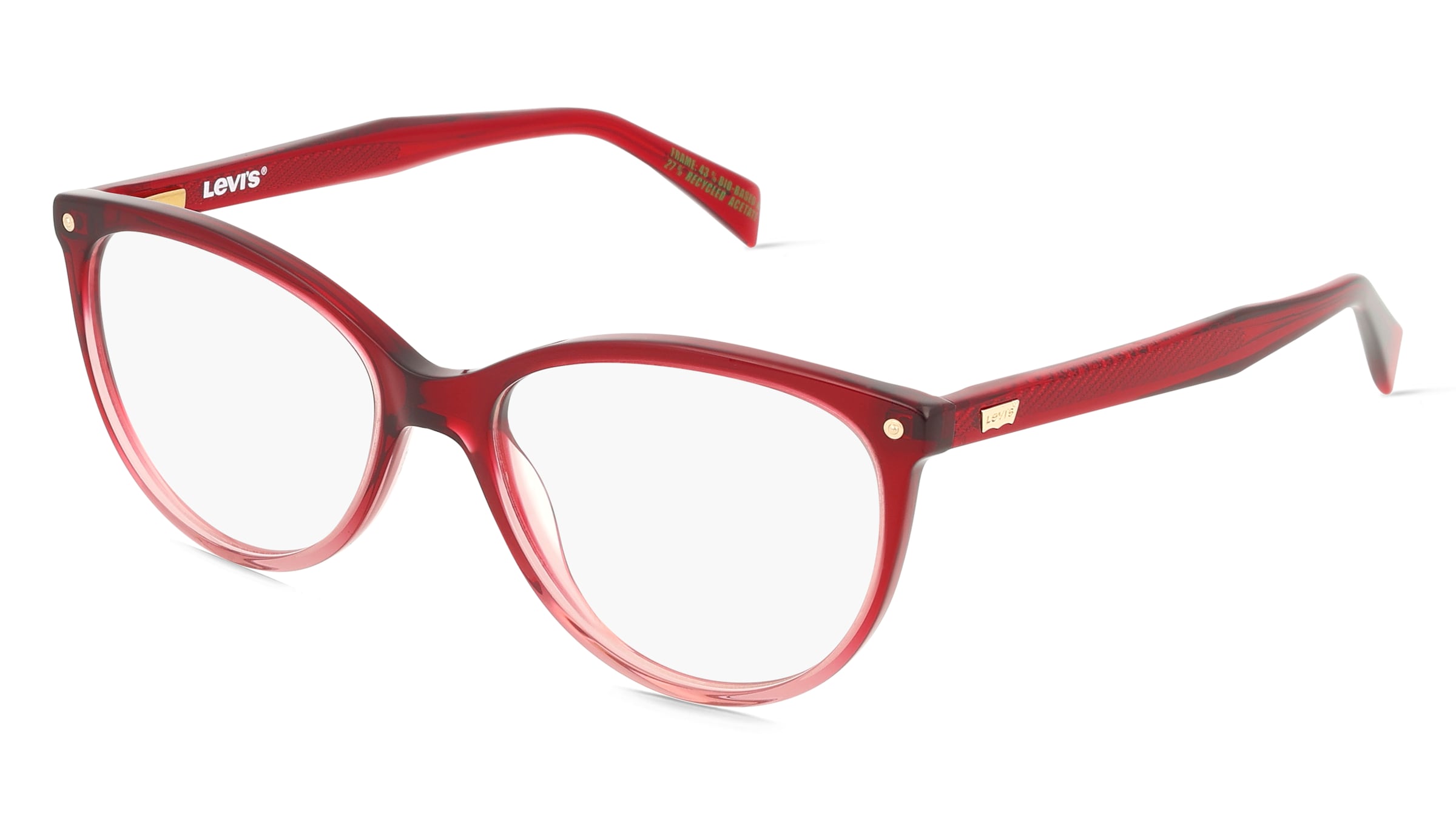 Levi’s LV 5068 Damen-Brille inkl. Gläser Vollrand Cat Eye Acetat-Gestell 52/16/140, Rot
