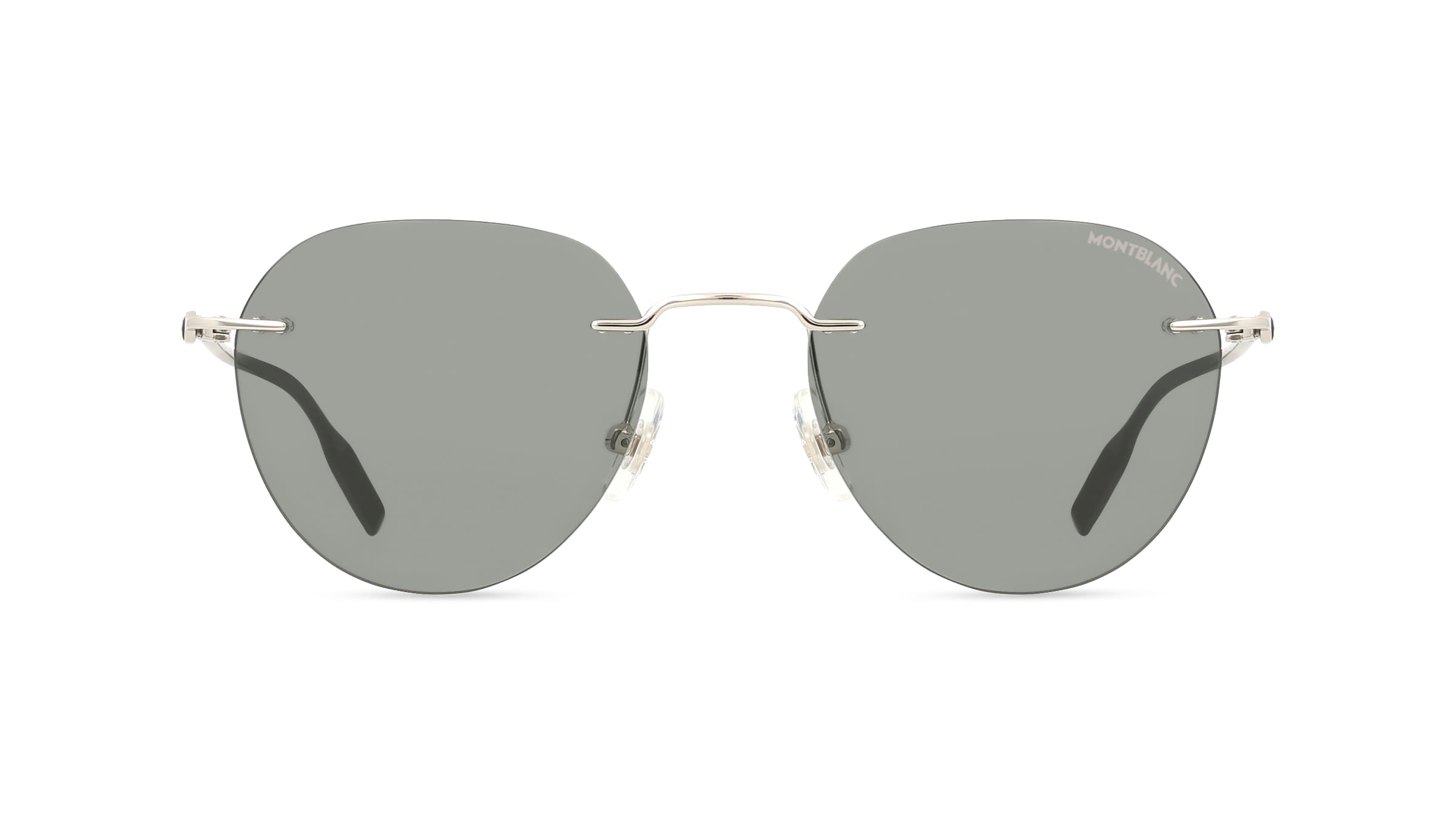 Montblanc MB0428S Herren-Sonnenbrille Randlos Rund Metall-Gestell, silber