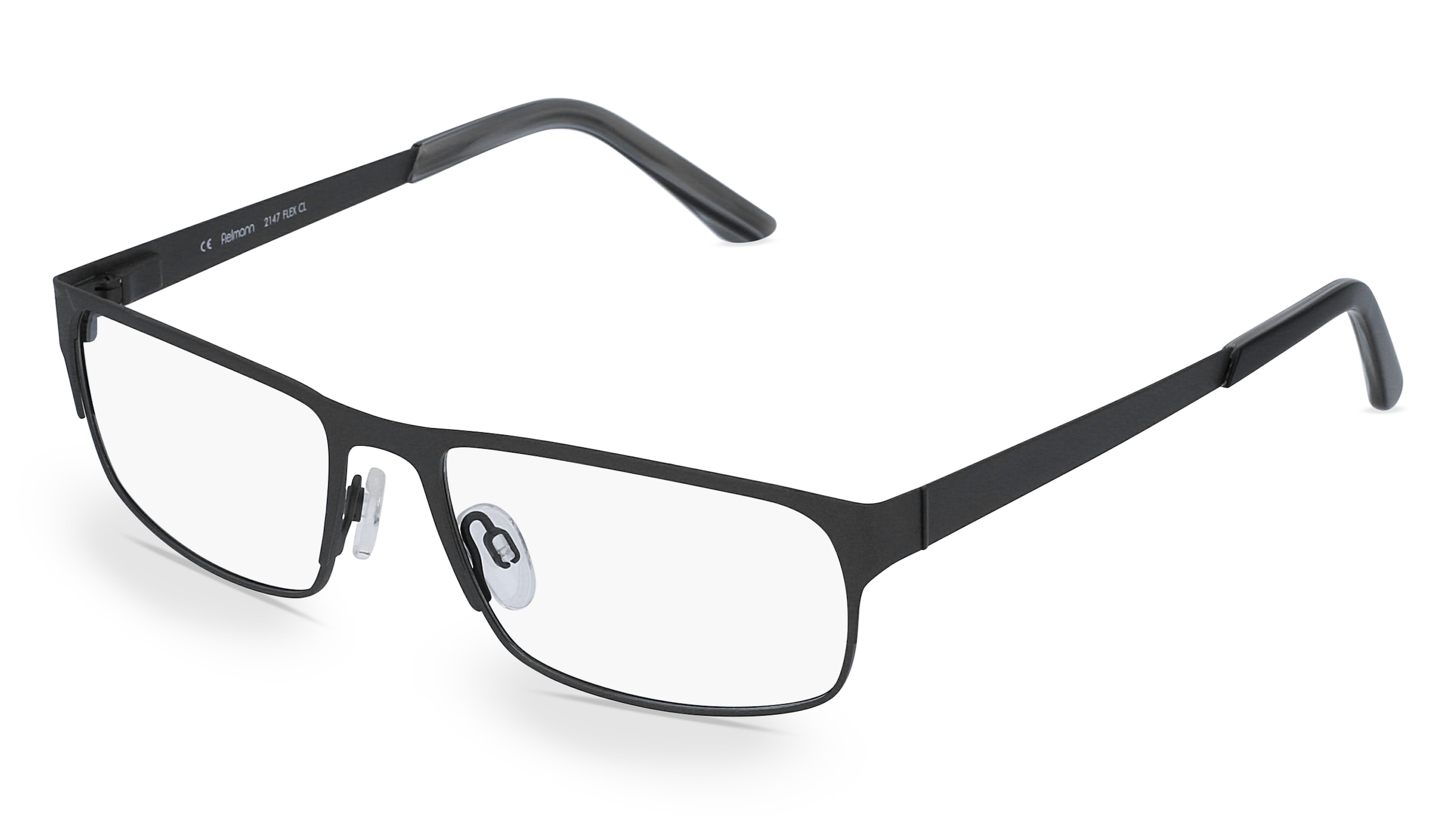 Fielmann 2147 FLEX CL Herren-Brille inkl. Gläser Vollrand Quadratisch Edelstahl-Gestell 56/17/140, Grau