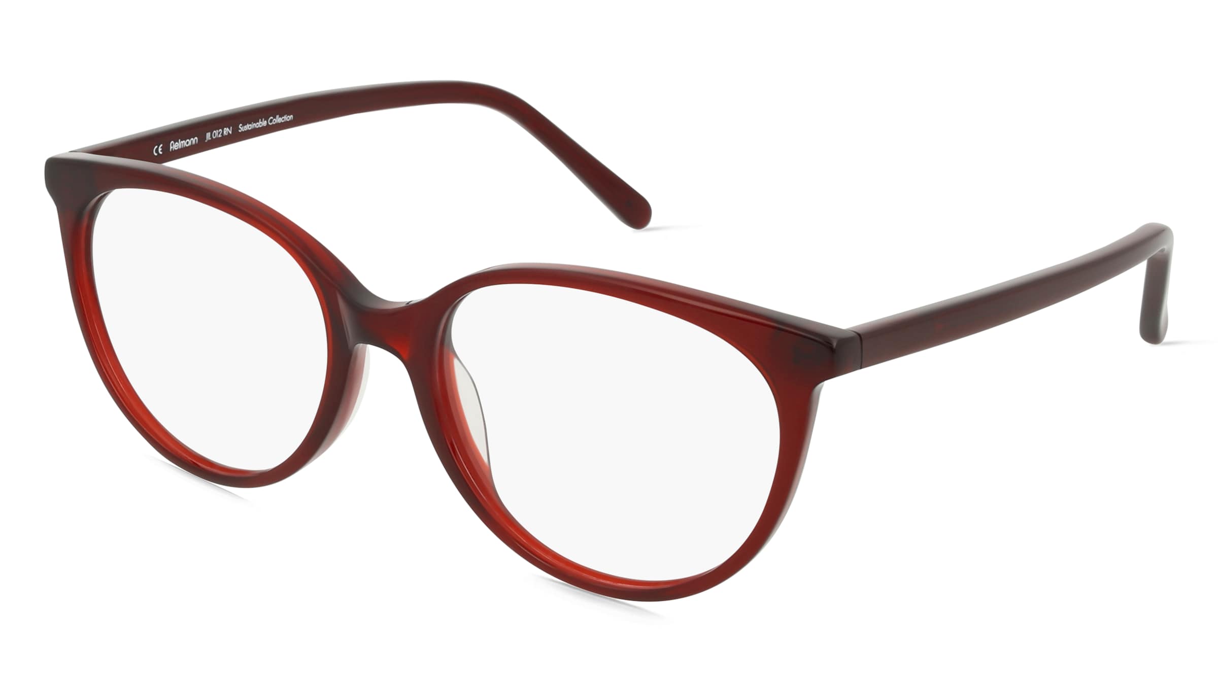 Fielmann JIL 012 RN Damen-Brille inkl. Gläser Vollrand Oval Acetat-Gestell 52/17/135, Rot