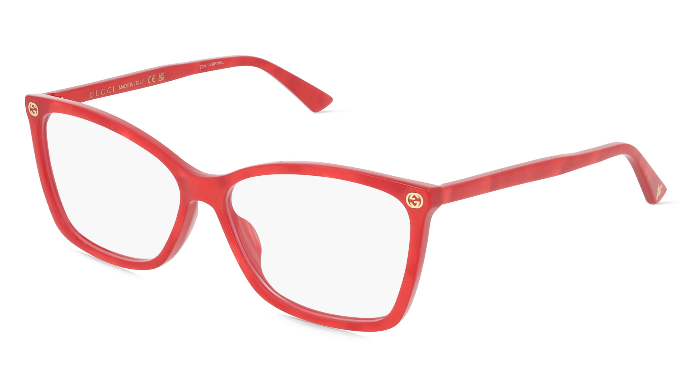 Gucci GG0025O Unisex-Brille inkl. Gläser Vollrand Cat Eye Acetat-Gestell 56/14/140, Rot